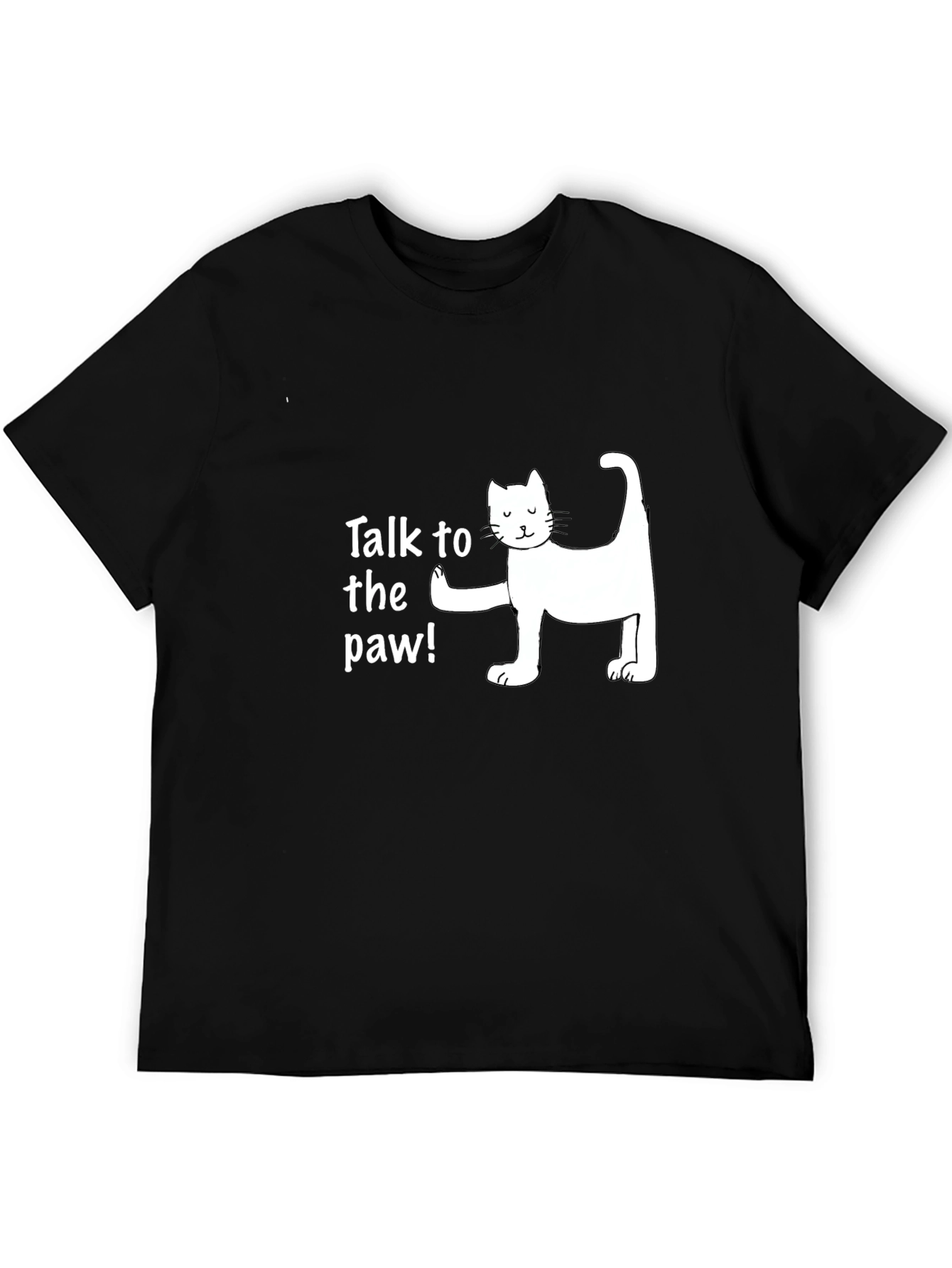 Black Talk to the Paw Funny Cat T-Shirt view 5