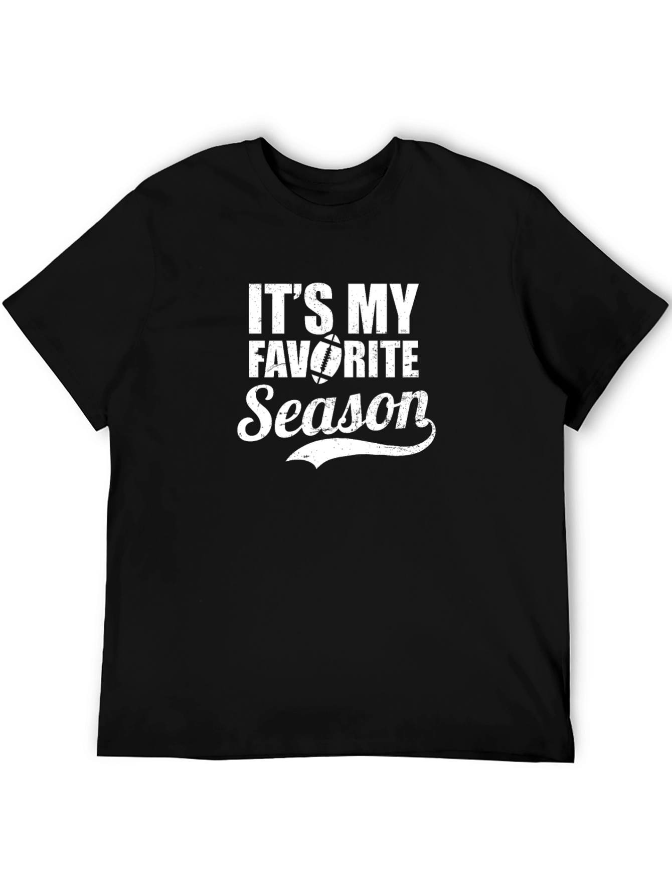 Black It's My Favorite Season Football T-Shirt view 5