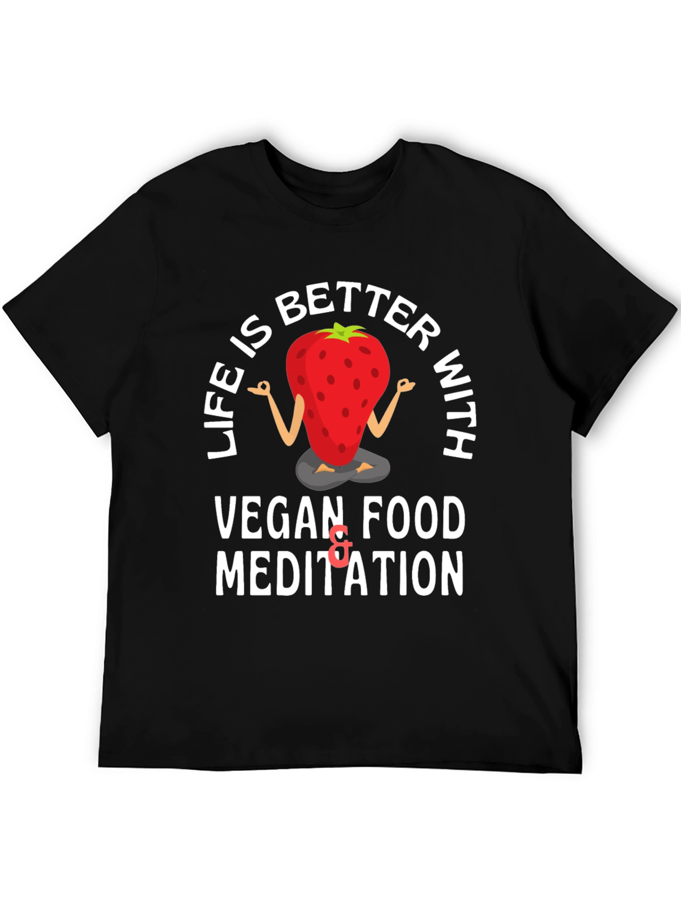 Black Vegan Meditation T-Shirt - Life is Better With... view 5