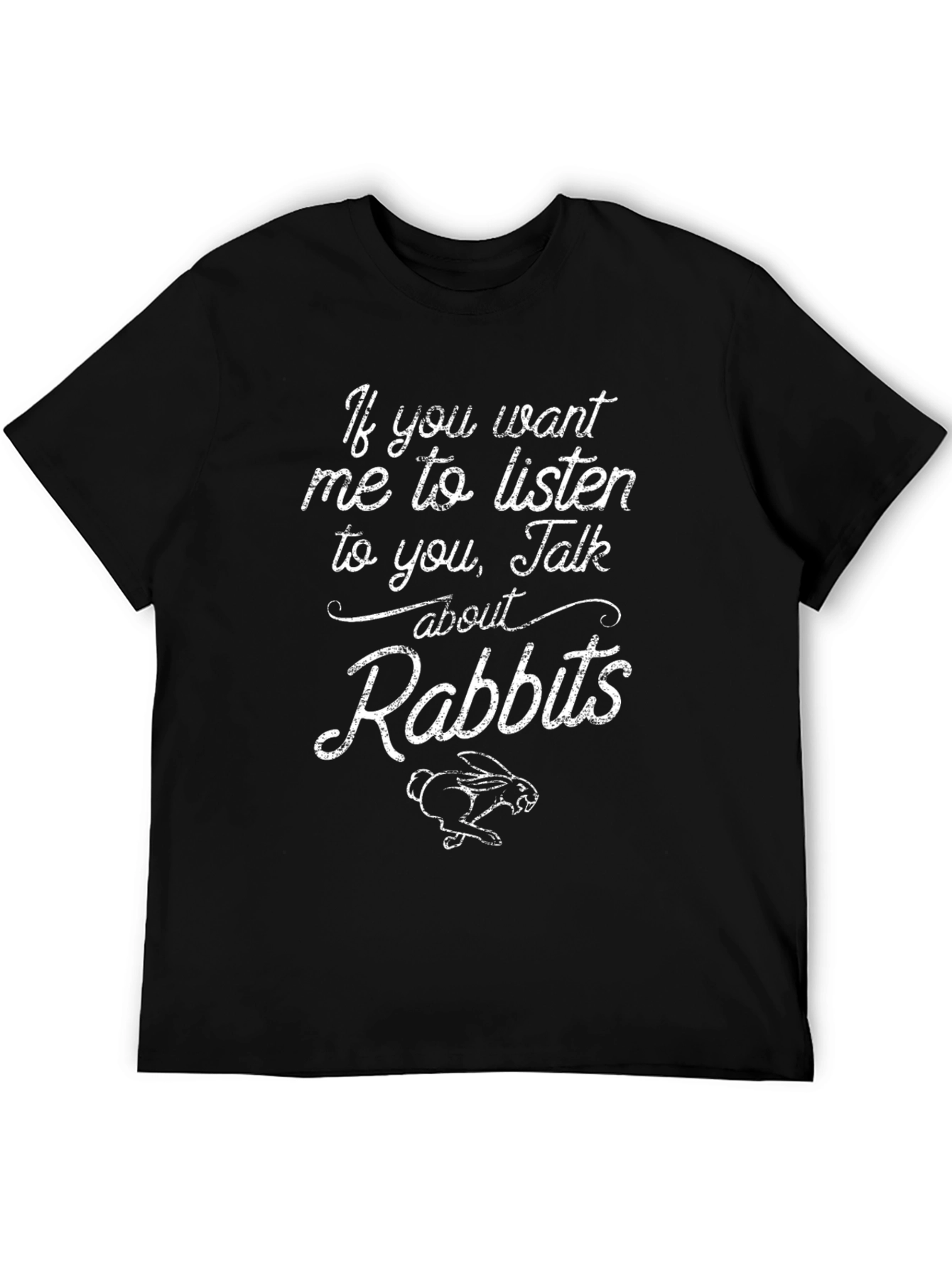 Black Funny Rabbit Lover T-Shirt - Talk About Rabbits view 5