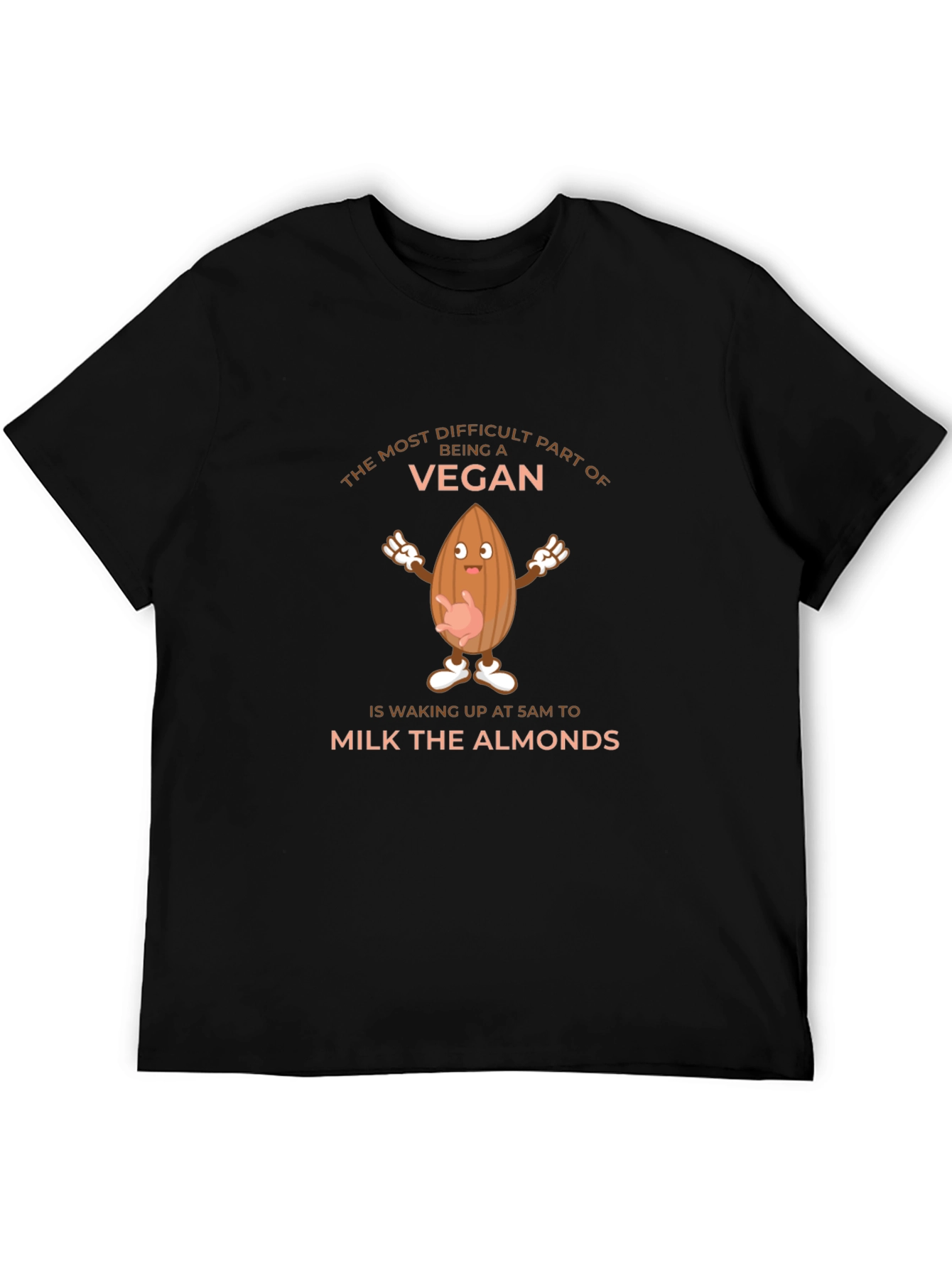 Black Funny Vegan T-Shirt - Milk the Almonds Tee view 5