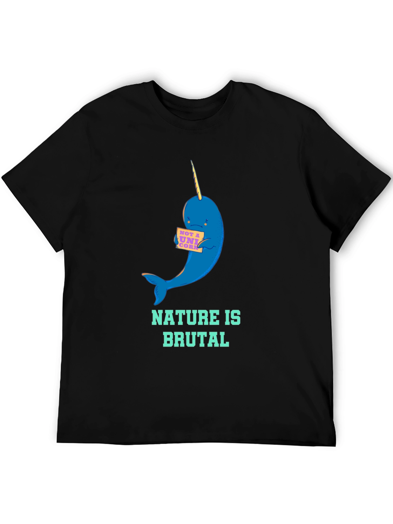 Black Nature is Brutal Narwhal Graphic Tee view 5