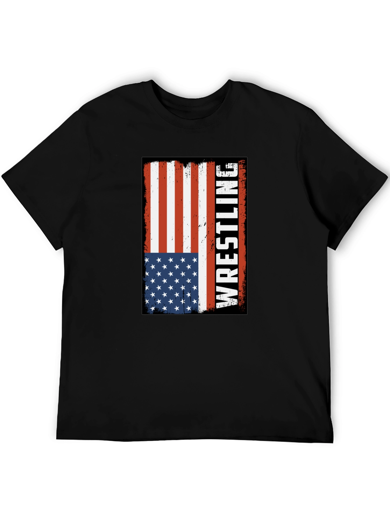 Wrestling American Flag Graphic T-Shirt - 5