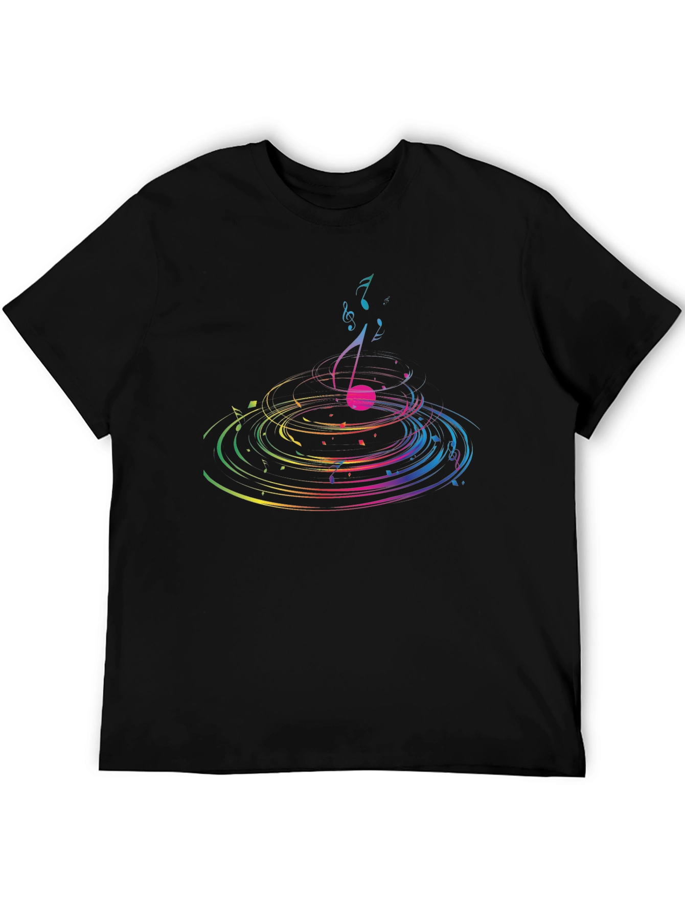 Black Musical Note Ripple Graphic T-Shirt - Black view 5