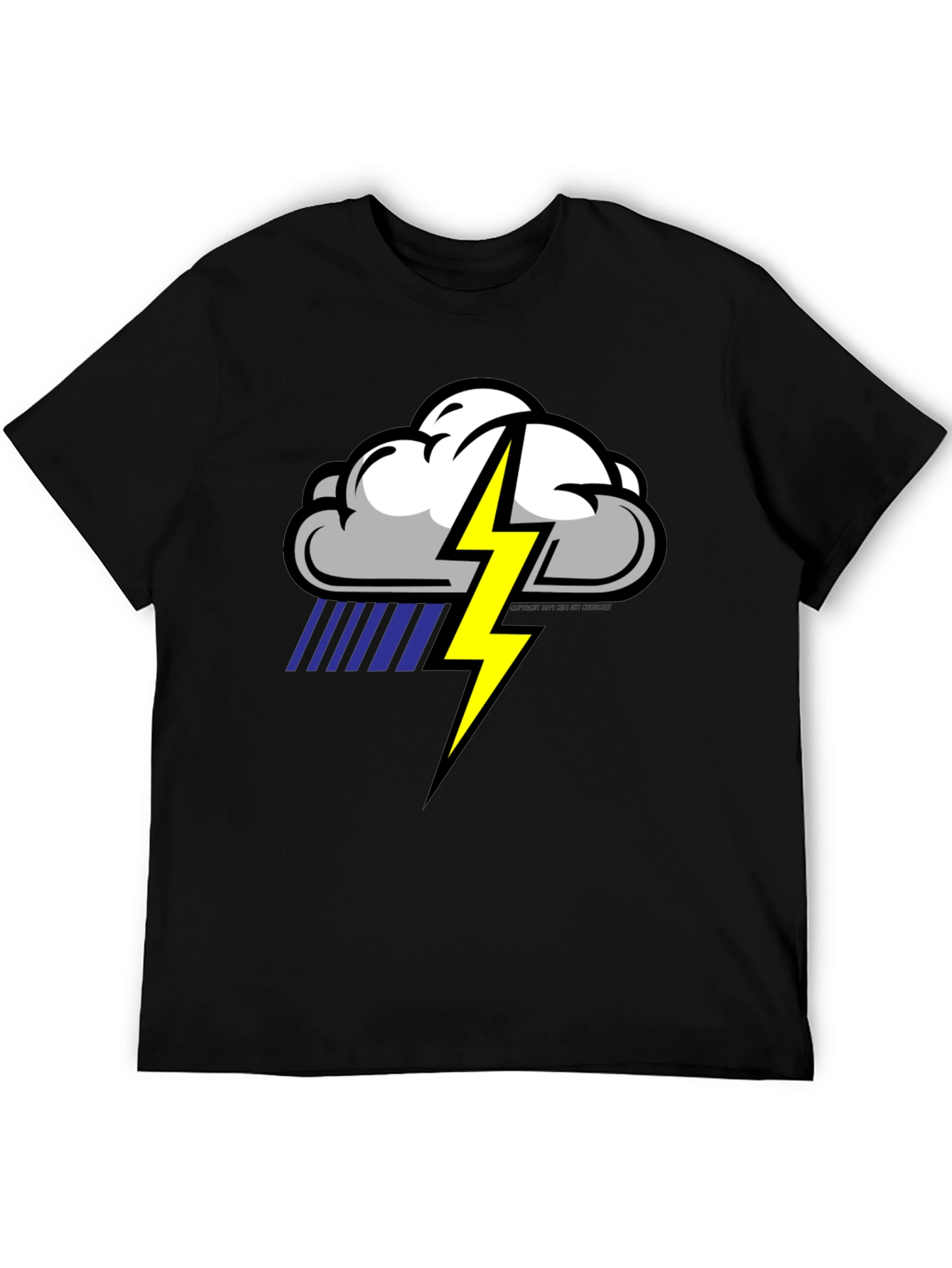Black Storm Cloud Lightning Graphic Black T-Shirt view 5