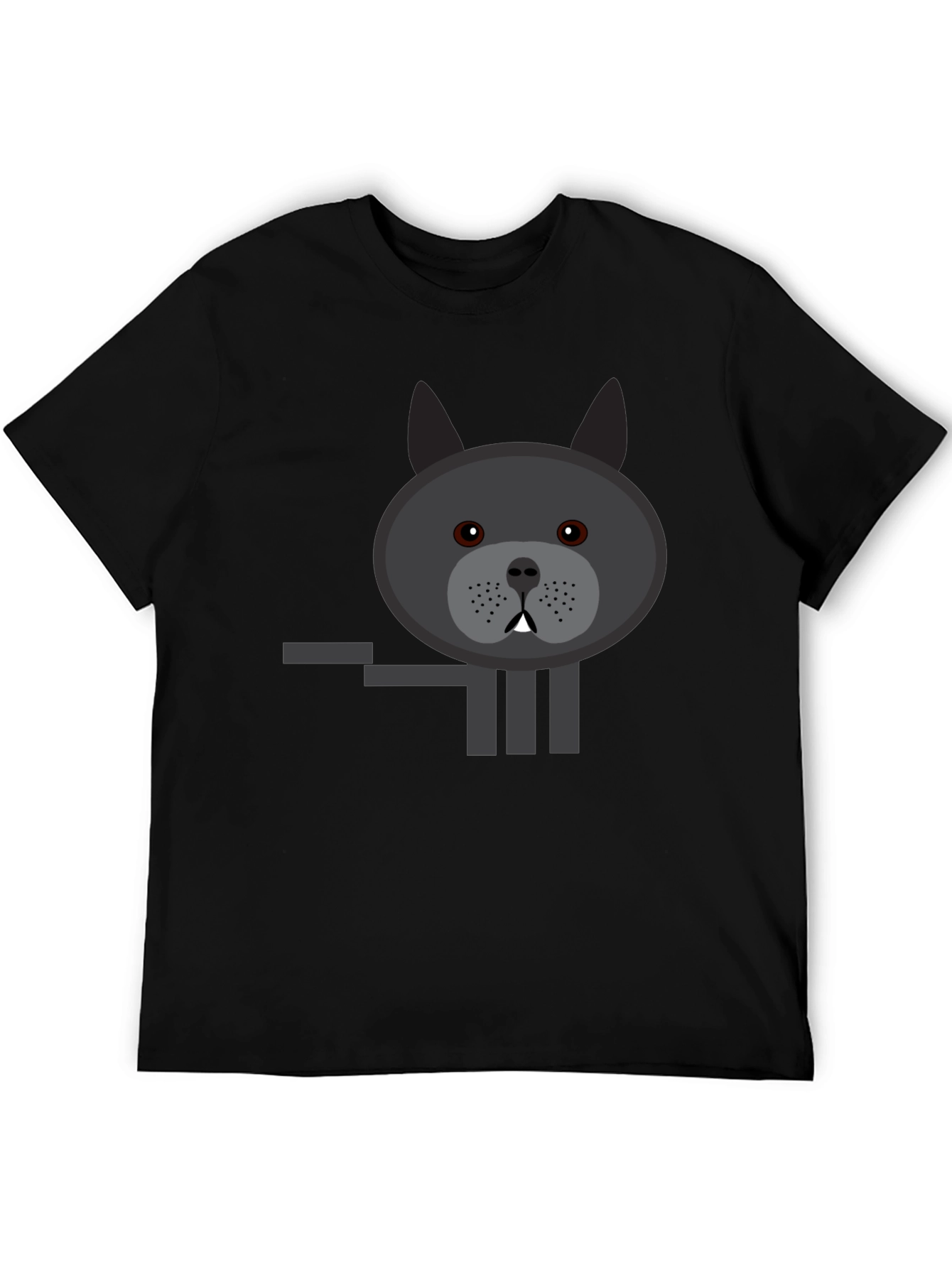 Black Graphic Tee: Cartoon Bulldog Design Black T-Shirt view 5