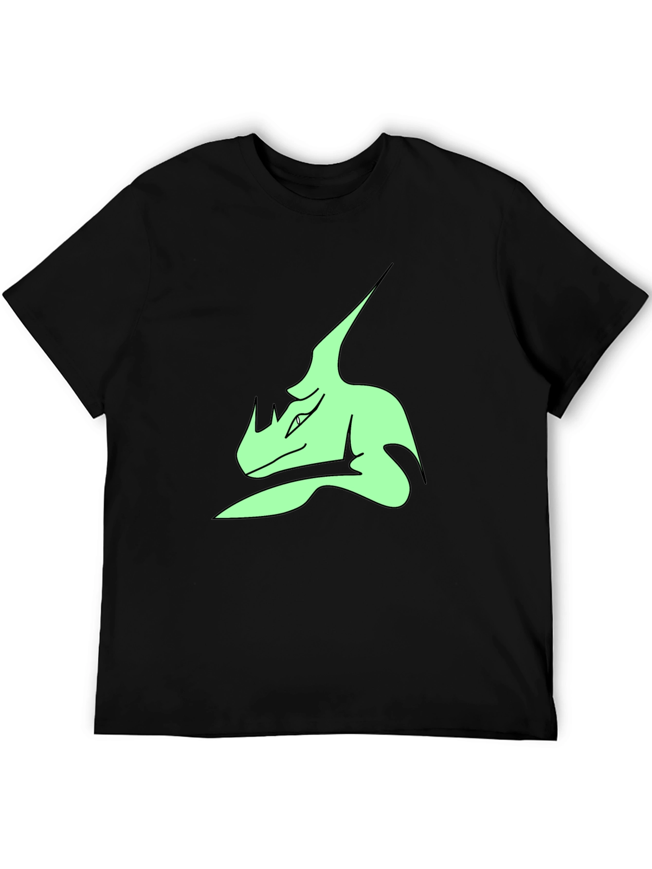 Black Stylish Black T-Shirt with Green Dinosaur Graphic Print view 5