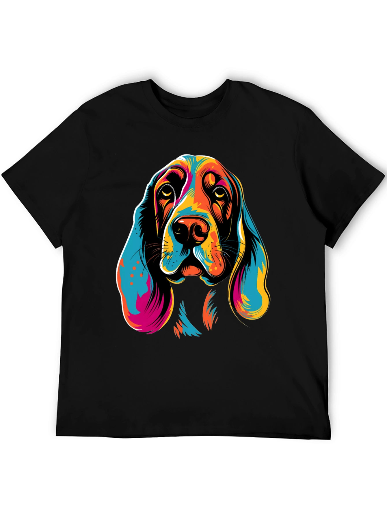 Black Vibrant Dog Graphic T-Shirt view 5