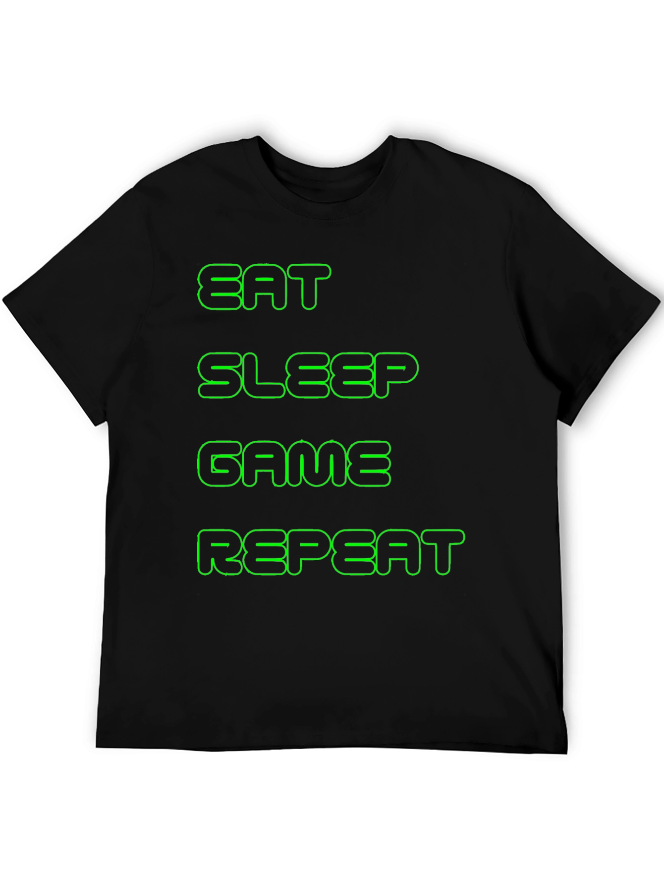 Black Eat Sleep Game Repeat Black T-Shirt view 5