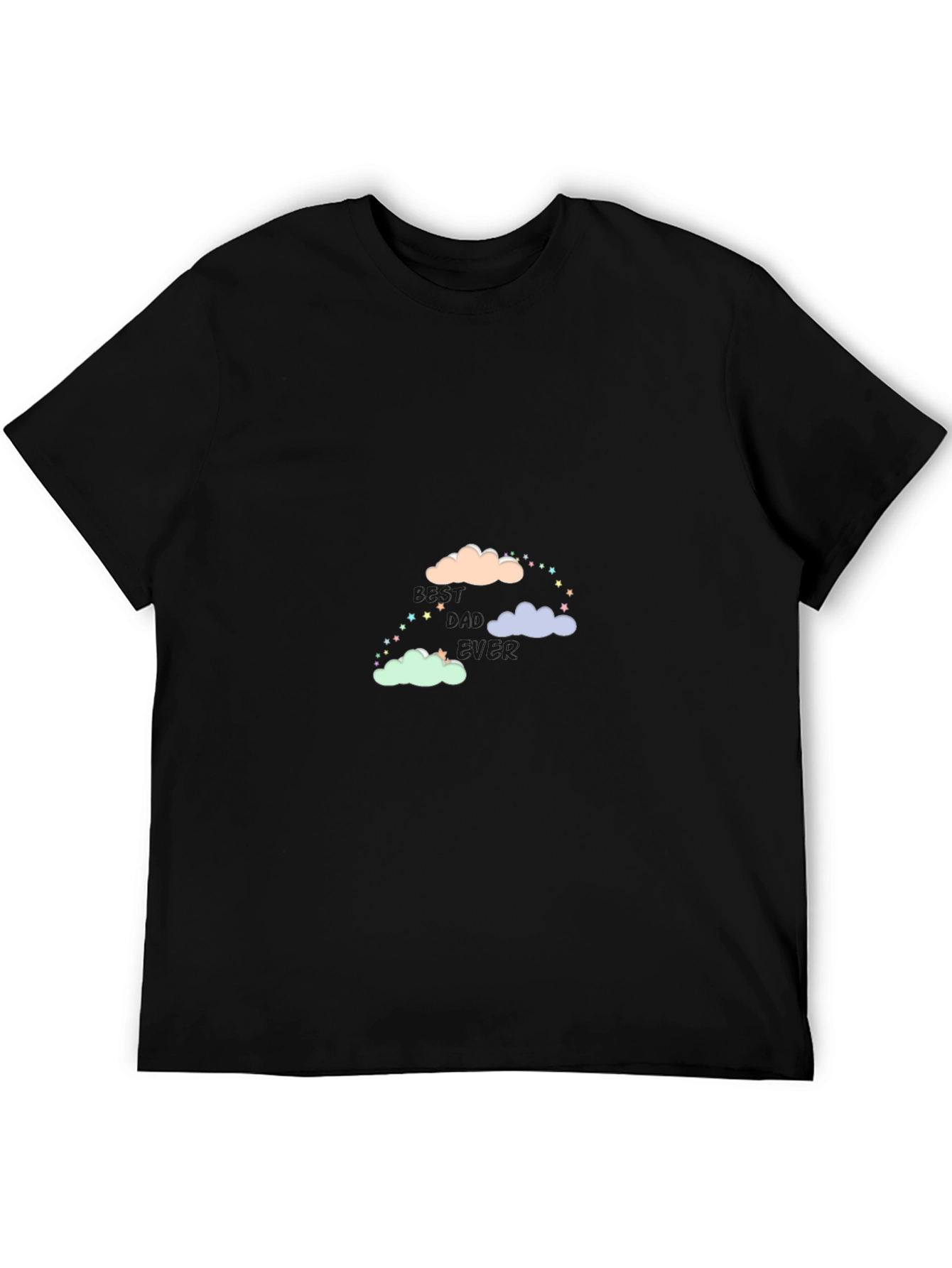 Black Cute Clouds & Stars Black T-Shirt view 5