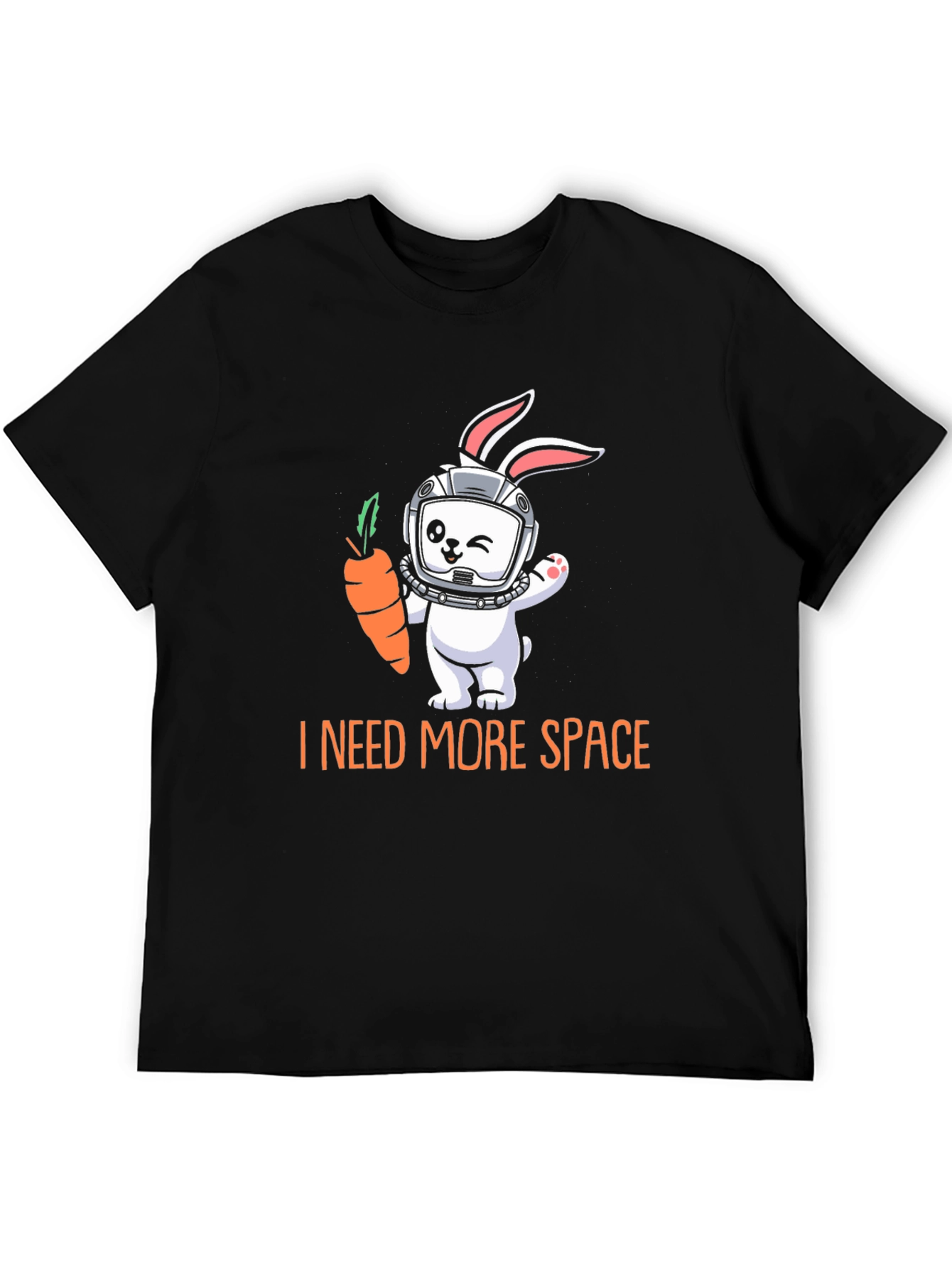 Black I Need More Space Rabbit Astronaut T-Shirt view 5