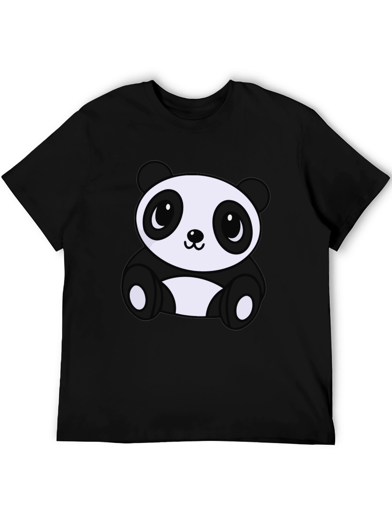 Black Cute Panda Bear Graphic Tee - Soft Black T-Shirt view 5