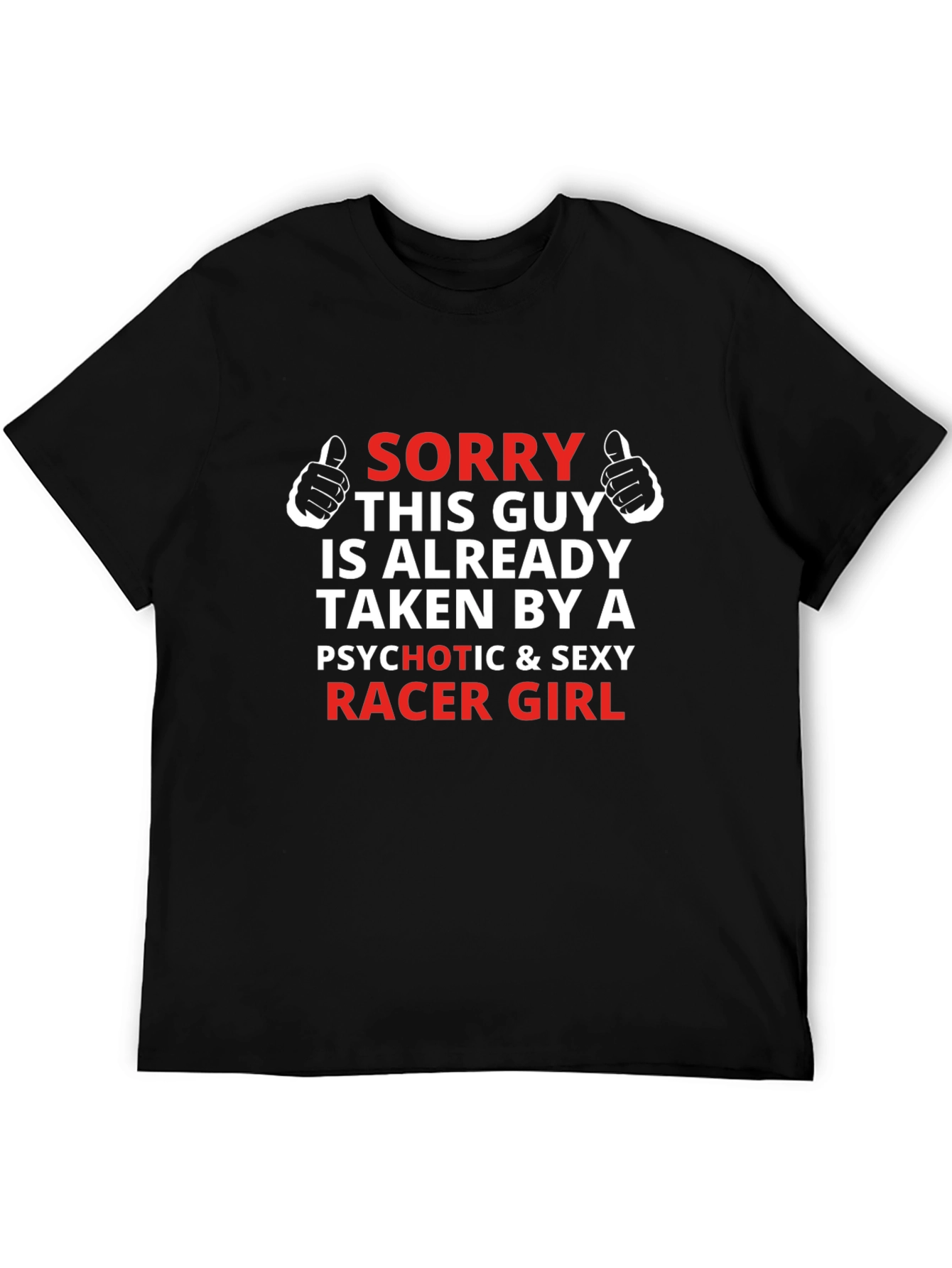 Black Funny Racer Girl T-Shirt - Sorry This Guy Is Taken view 5