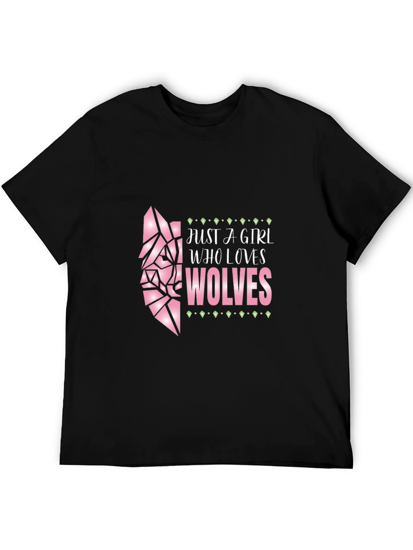 Black Girl Who Loves Wolves Graphic Tee - Black view 5