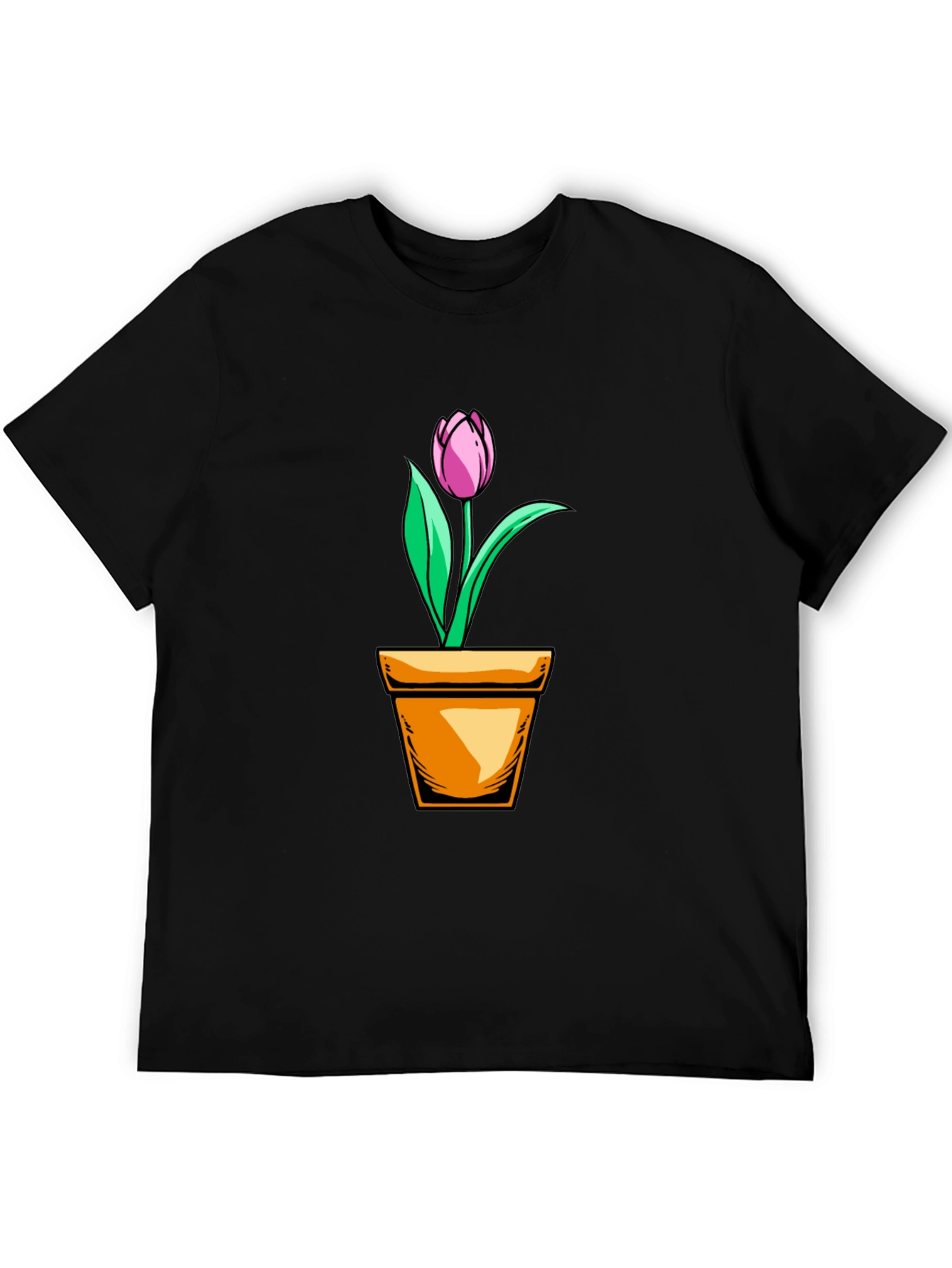 Black Tulip in Pot Graphic T-Shirt - Black view 5