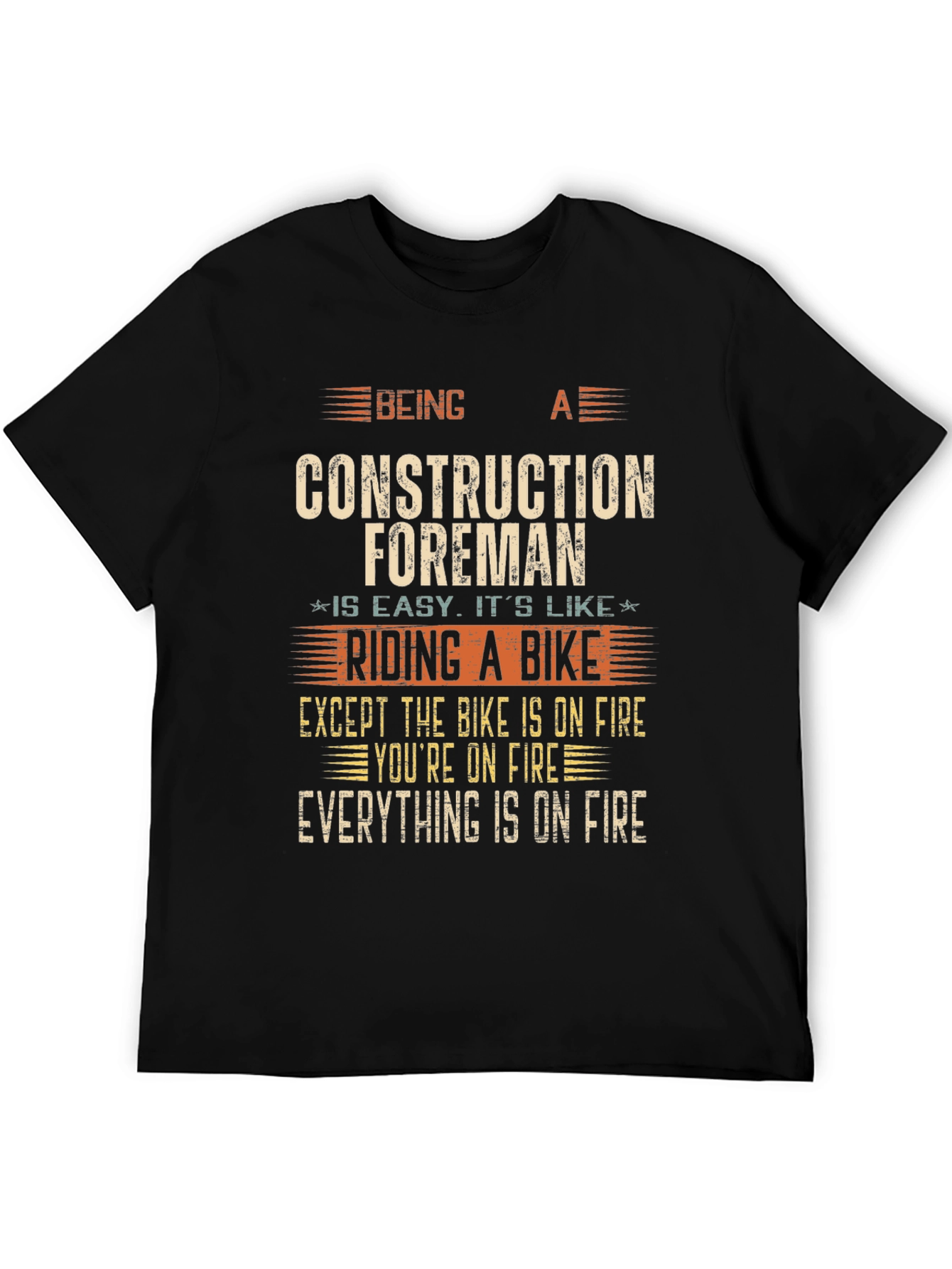 Black Construction Foreman Funny T-Shirt view 5