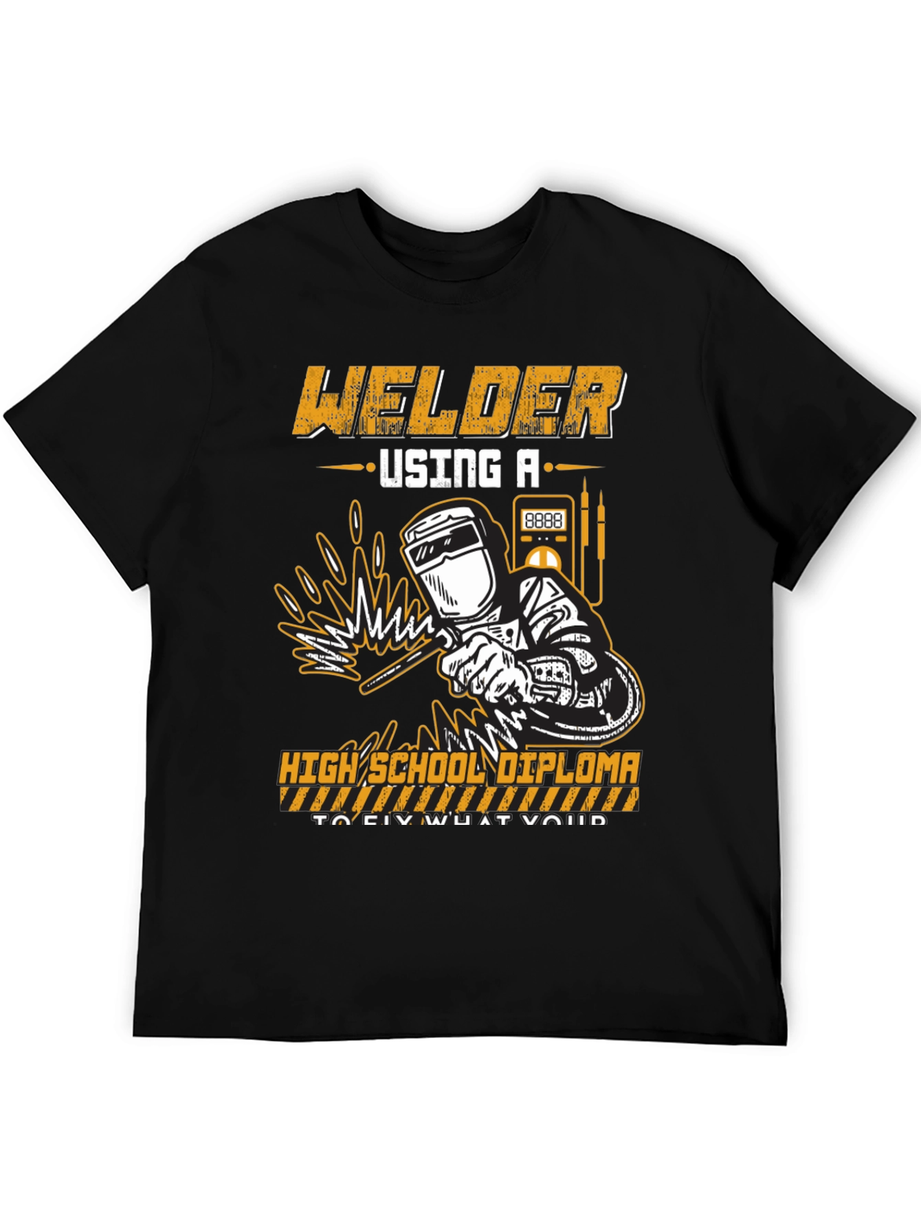 Black Welder High School Diploma T-Shirt view 5