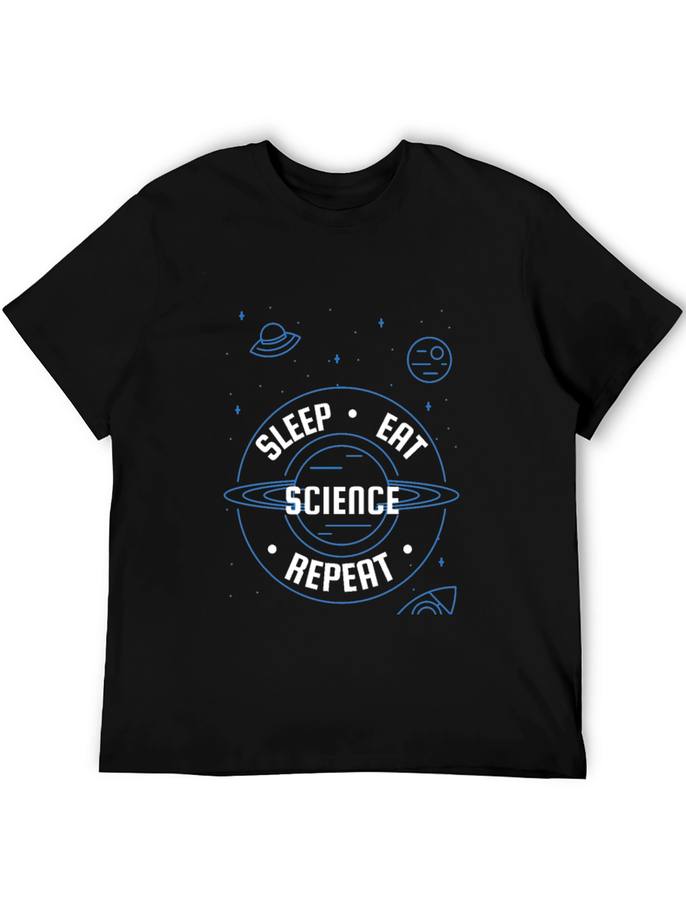 Black Science Repeat T-Shirt - Black, Novelty Graphic Tee view 5