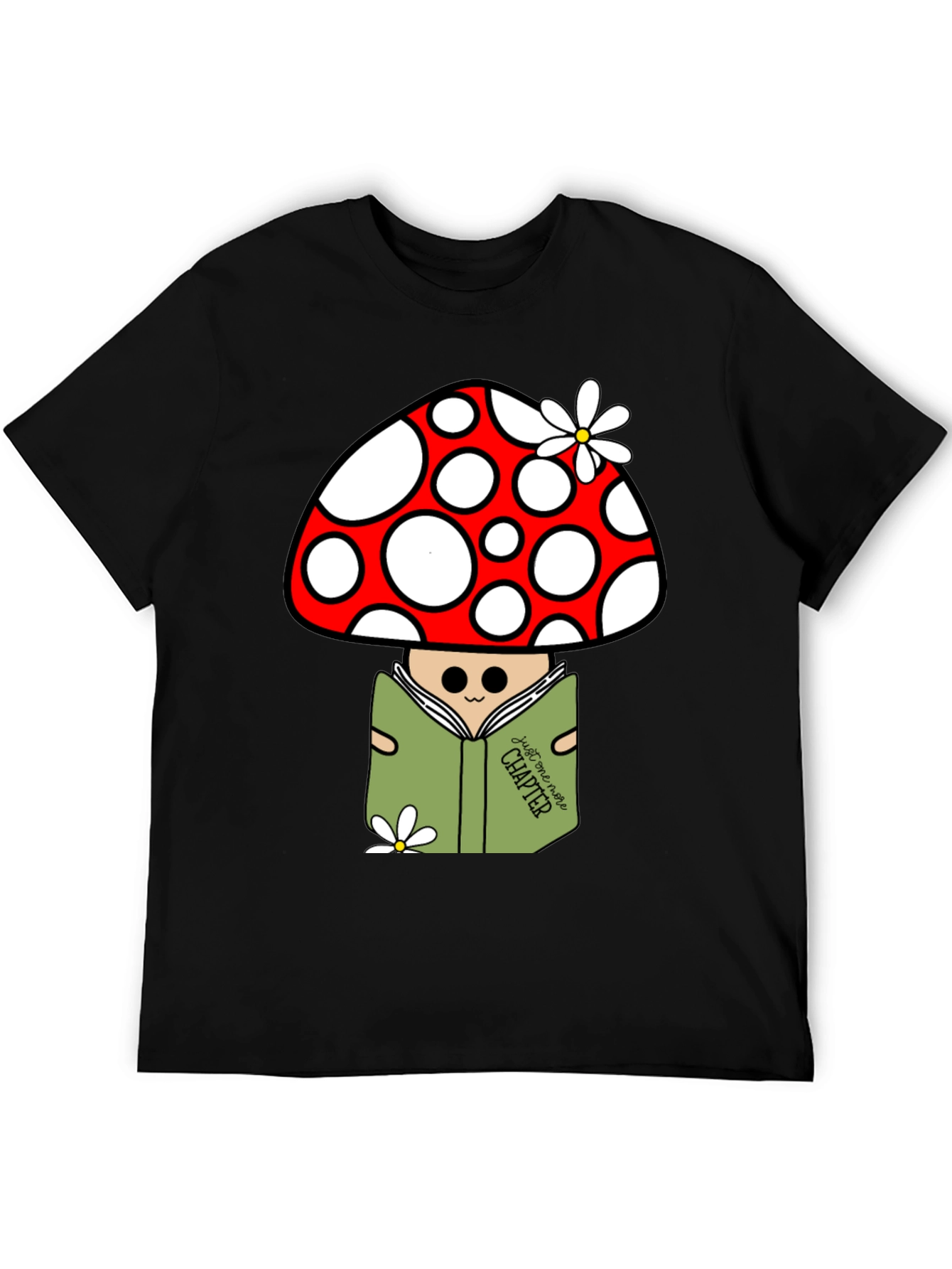 Black Mushroom Reader Graphic T-Shirt - Just One More Chapter view 5