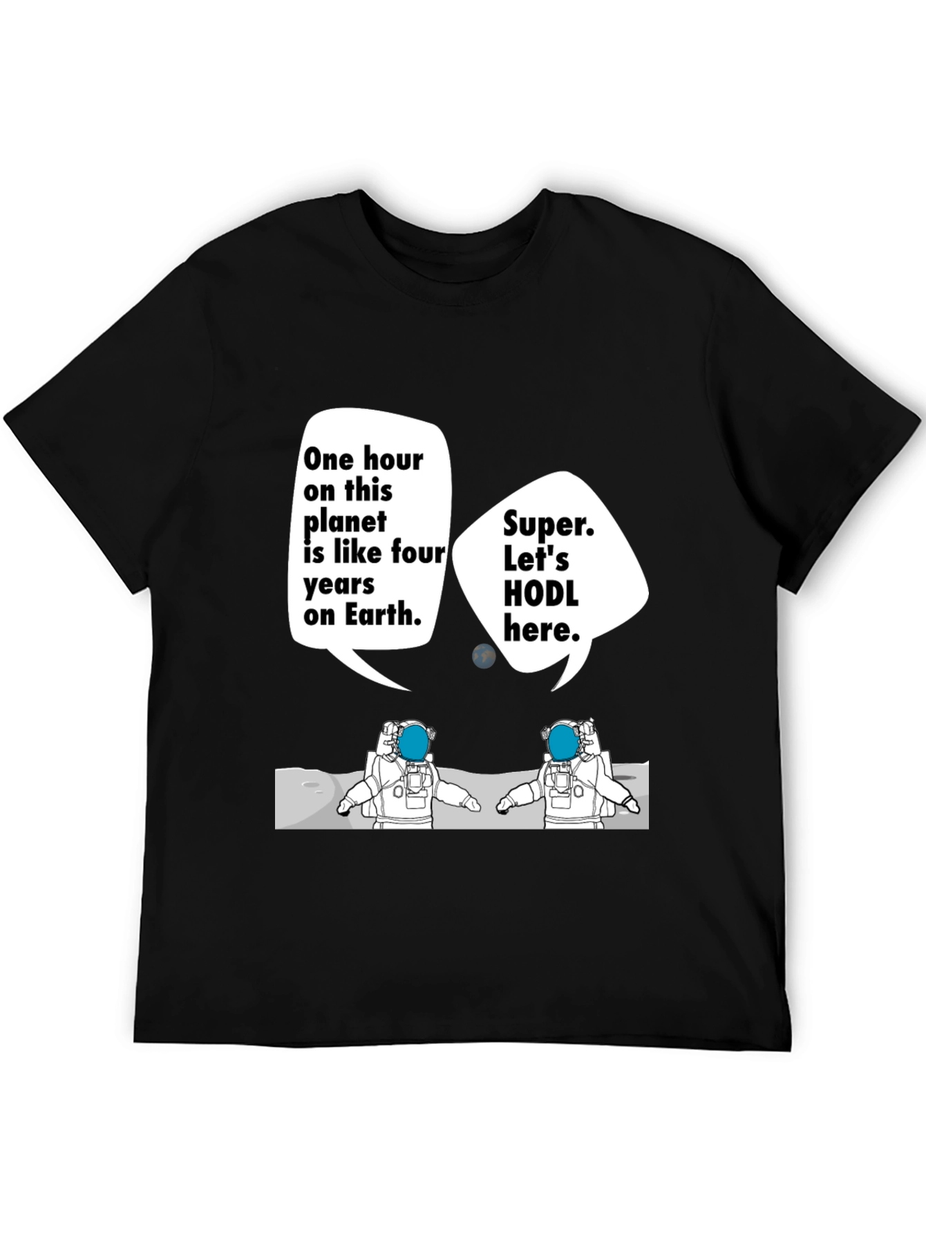 Black HODL Astronauts Black T-Shirt - Crypto Meme view 5