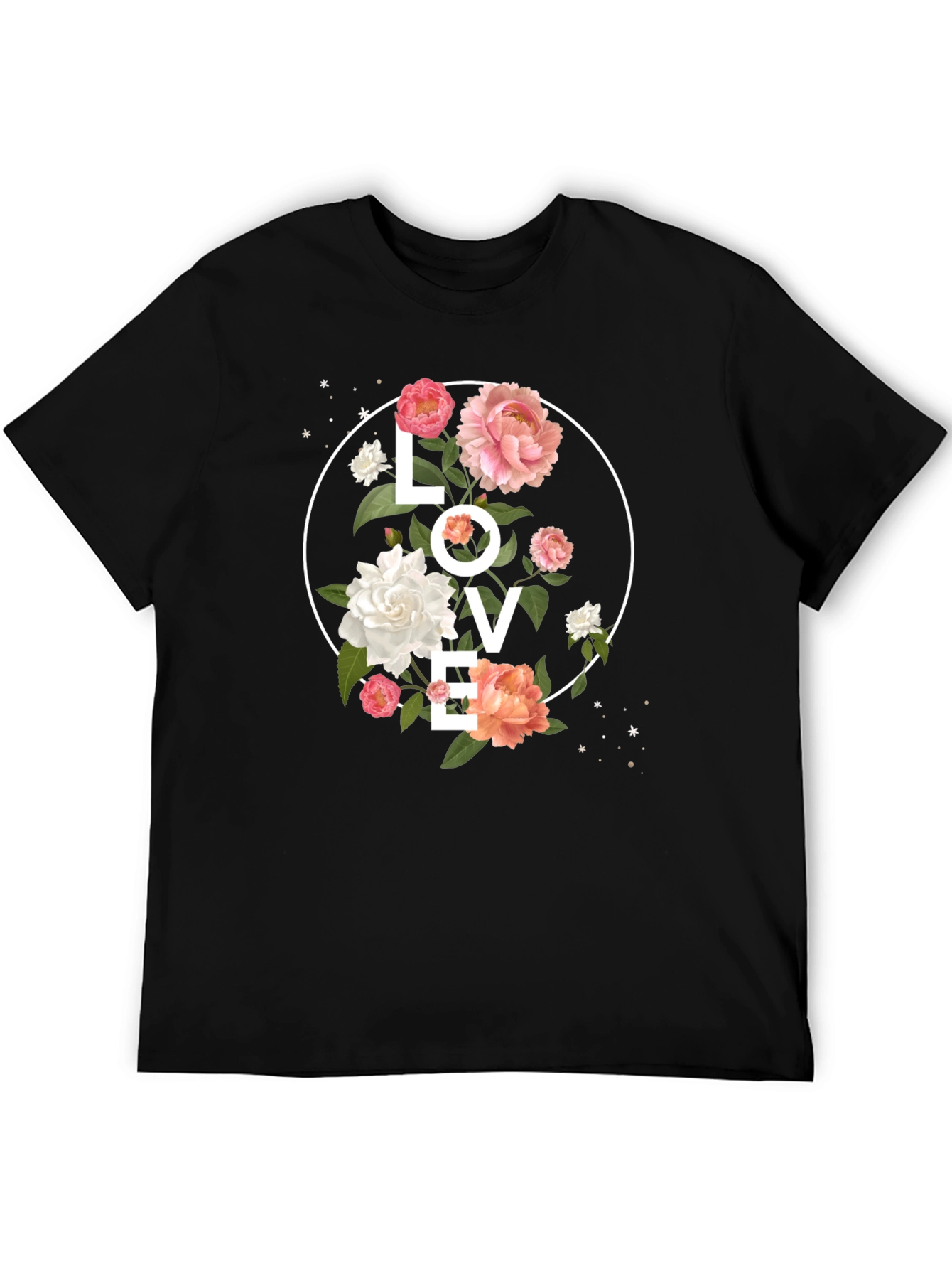 Black Floral LOVE Graphic Tee - Stylish Black T-Shirt view 5