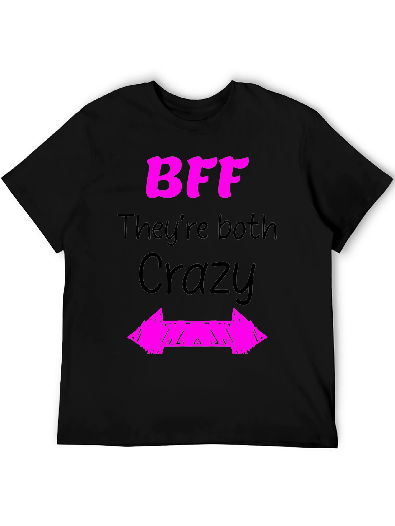 Black BFF They're Both Crazy Graphic Novelty T-Shirt view 5