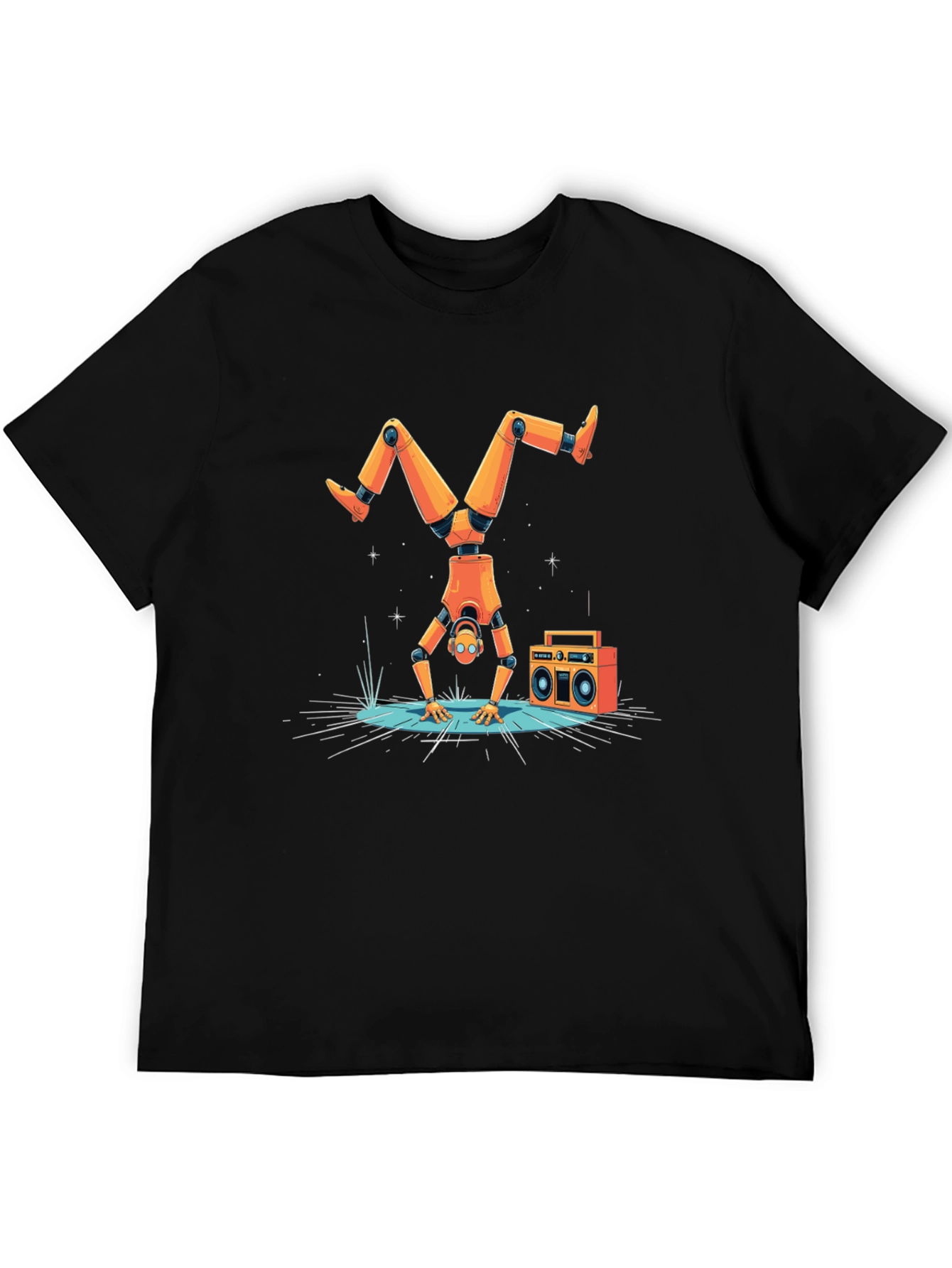 Black Robot Handstand T-Shirt view 5