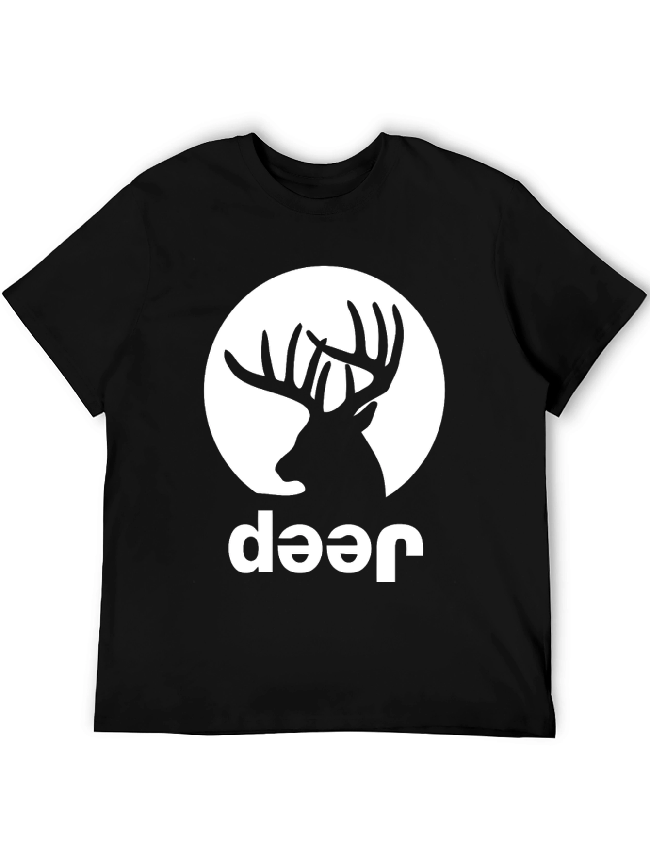 Black Deer Graphic Tee - Black Crew Neck T-Shirt view 5