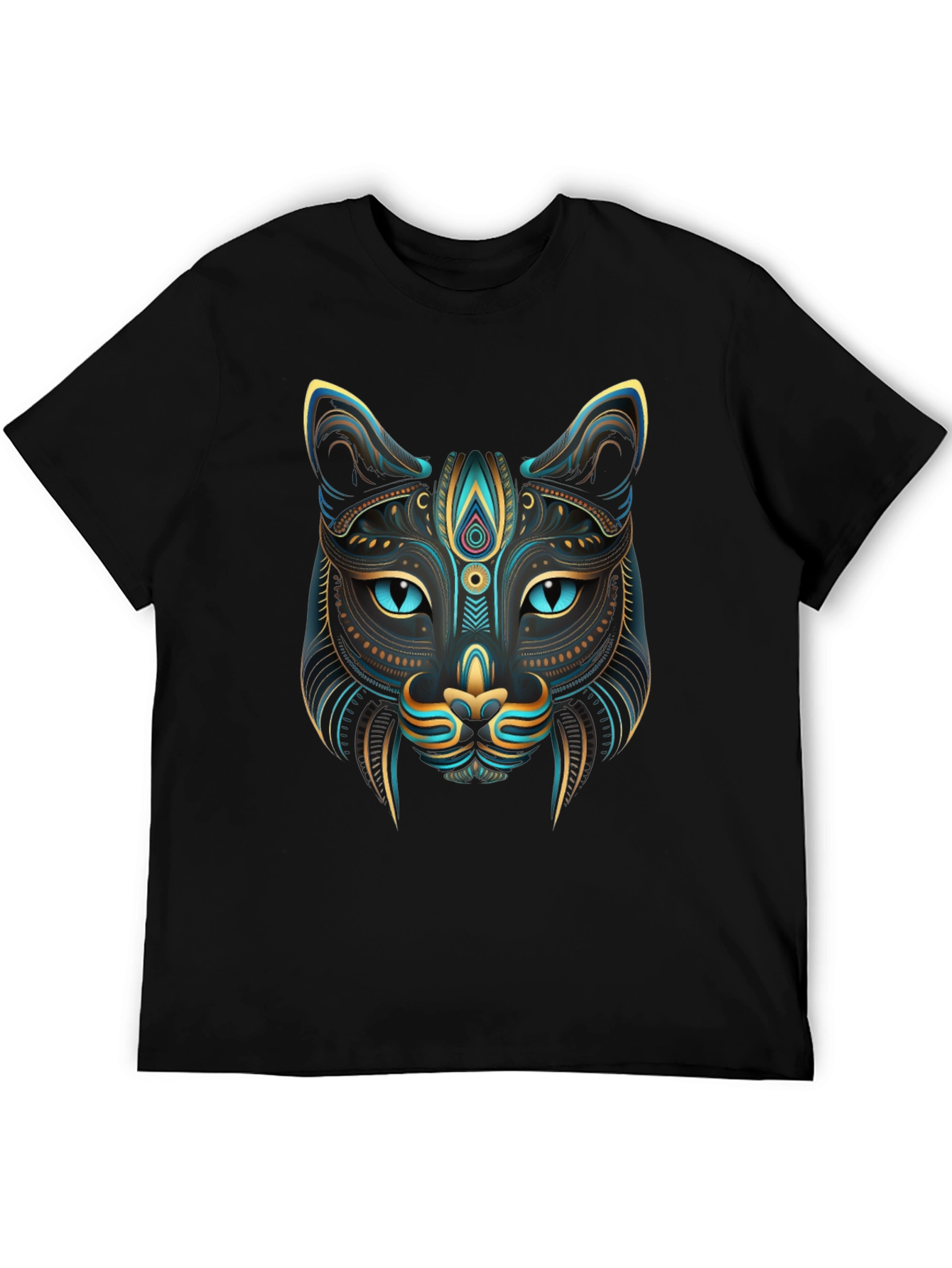 Black Mystic Cat Graphic Tee - Stylish Men's T-Shirt view 5
