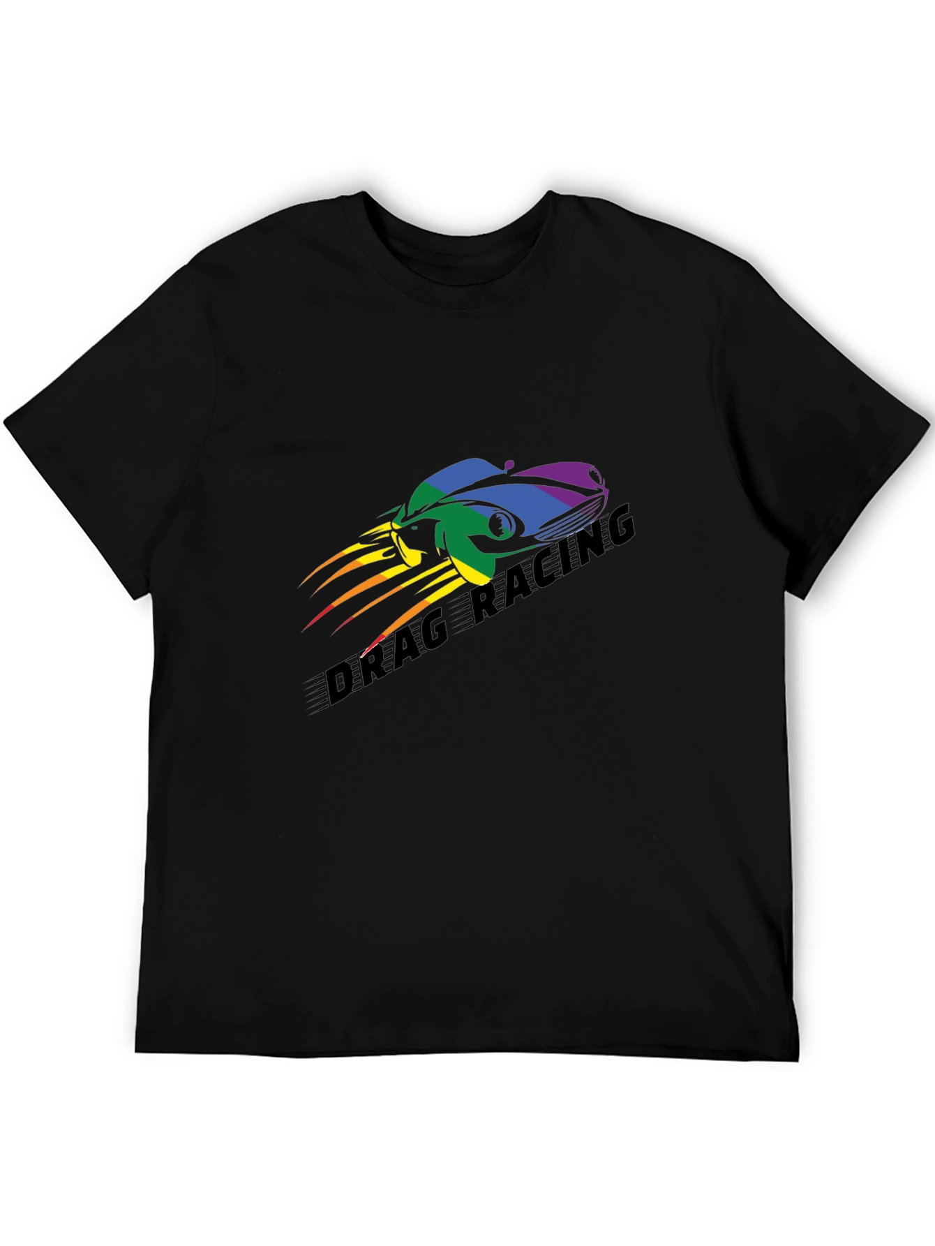 Black Drag Racing Pride T-Shirt - Black, Car Design view 5