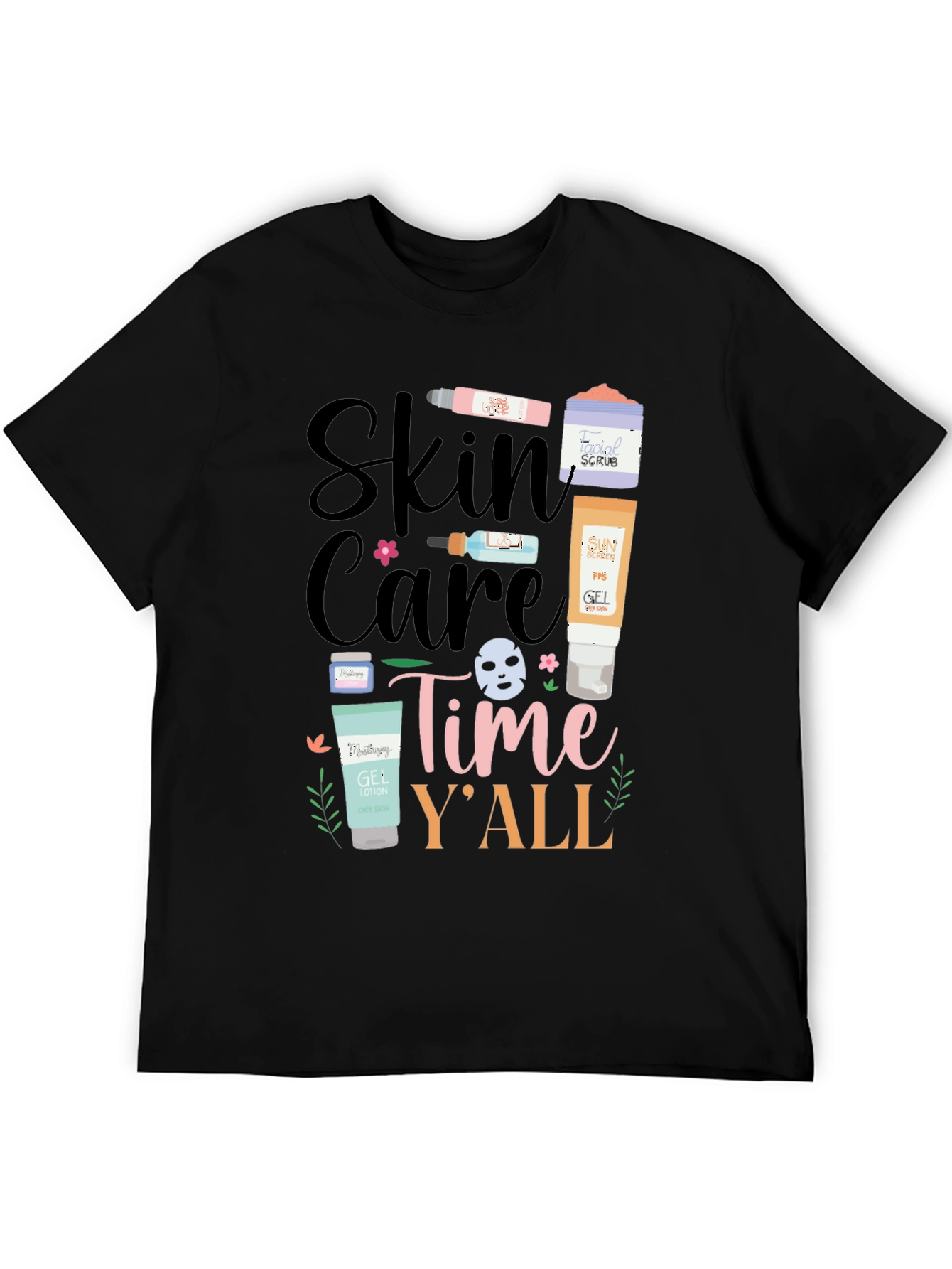 Black Skin Care Time Y'All T-Shirt - Beauty and Relaxation Tee view 5