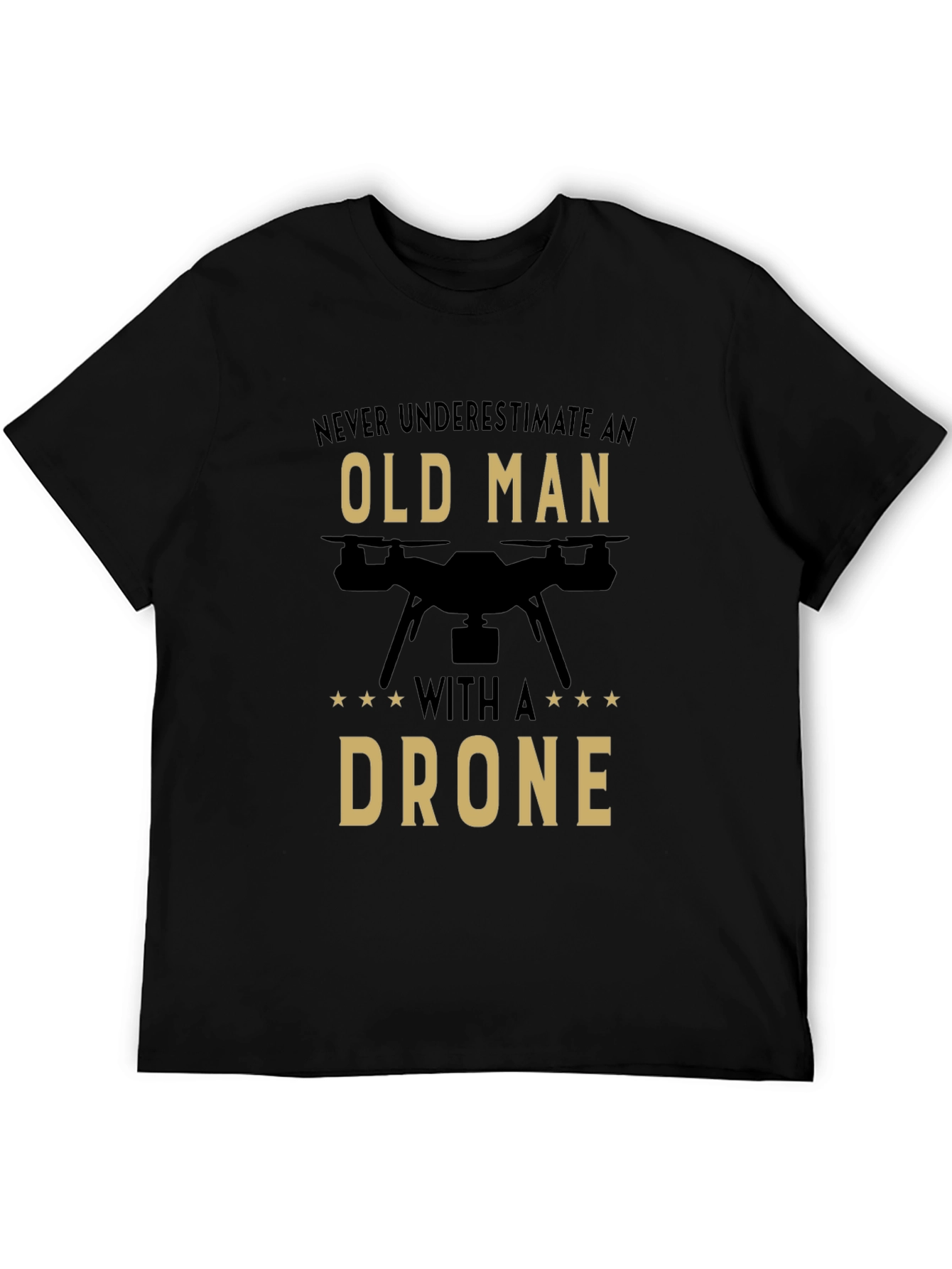 Black Old Man Drone T-Shirt - Funny Pilot Gift view 5