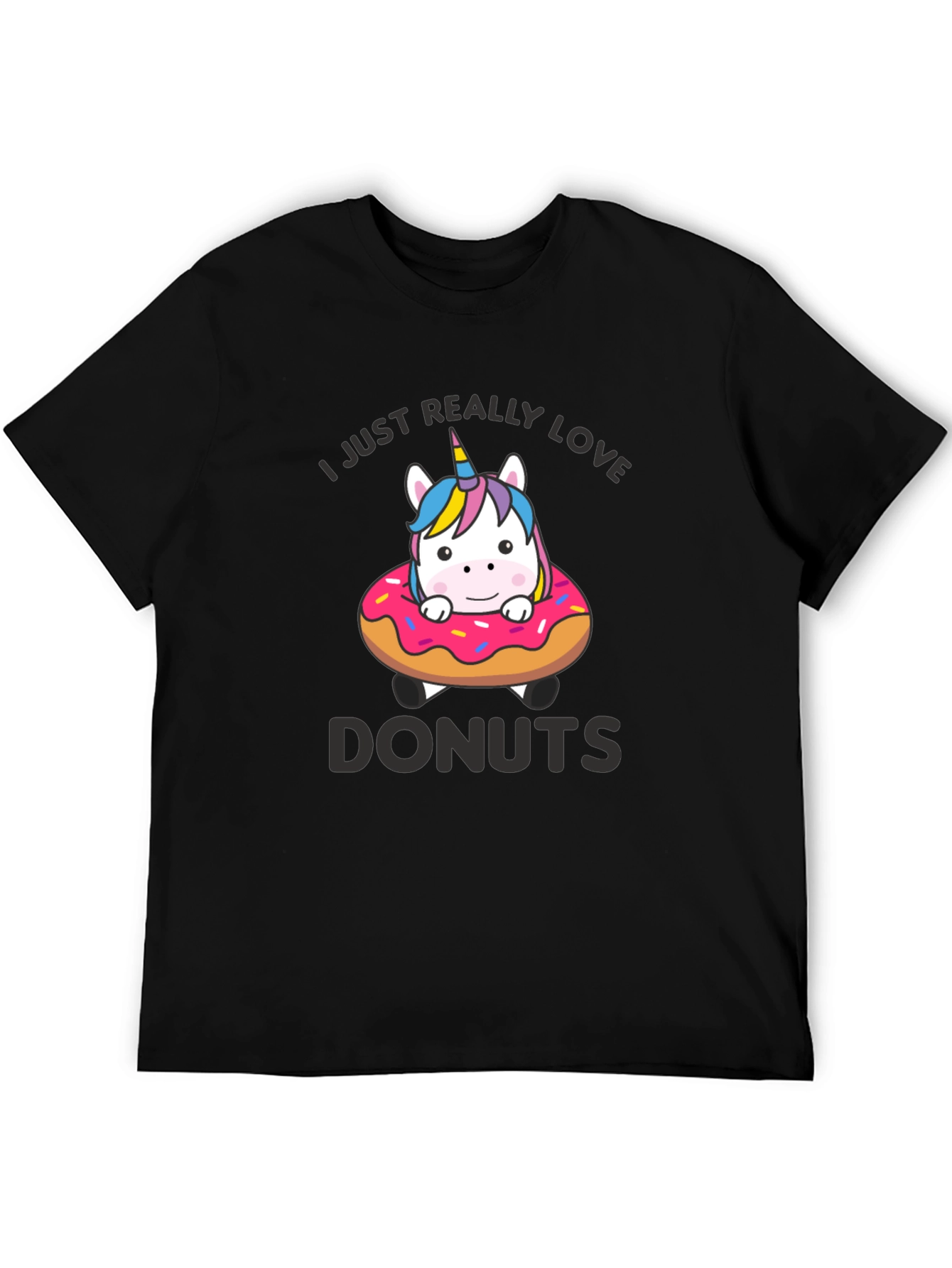 Black Unicorn Donut T-Shirt - I Love Donuts Graphic Tee view 5