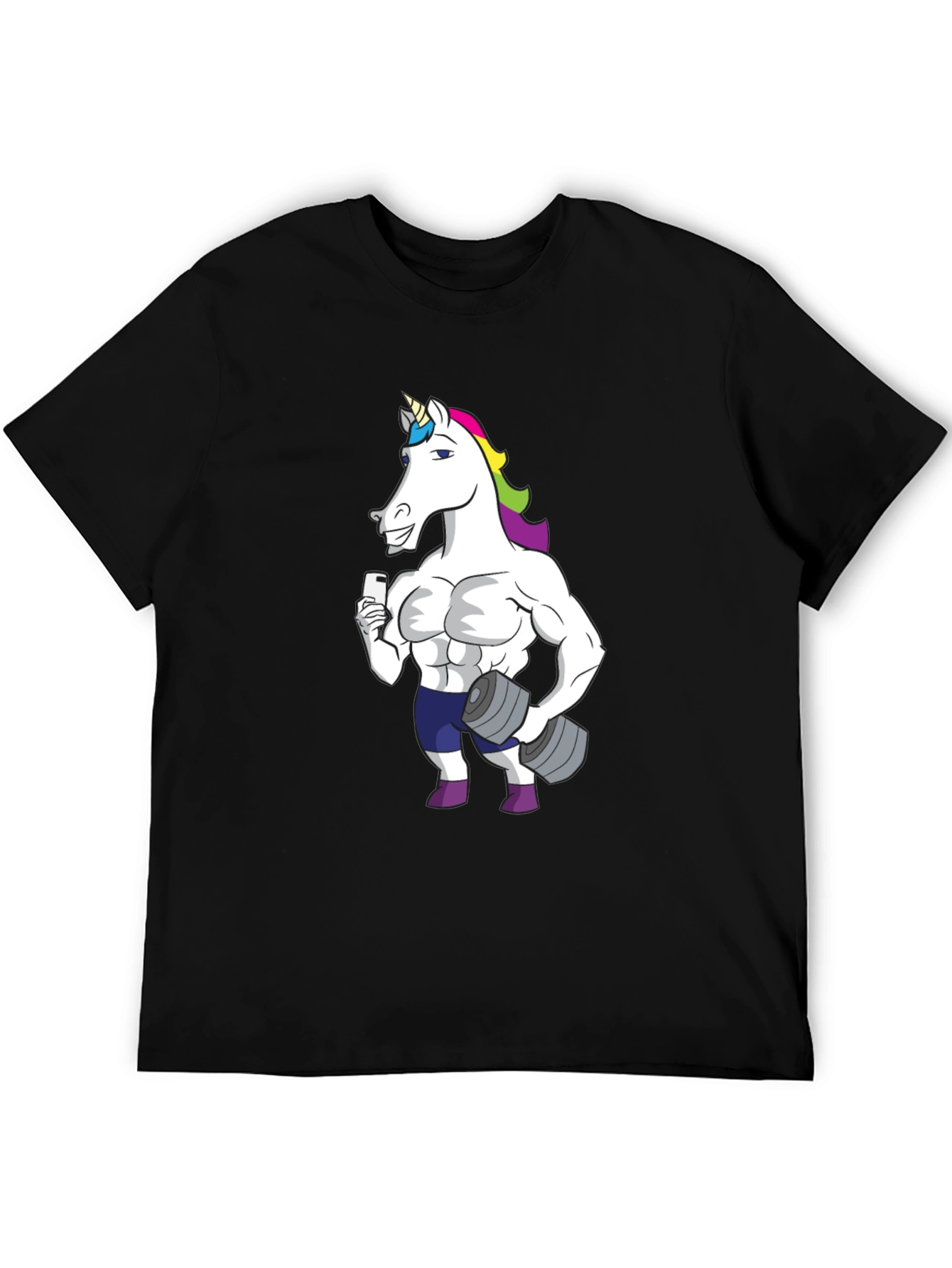 Black Unicorn Gym Workout T-Shirt - Black view 5