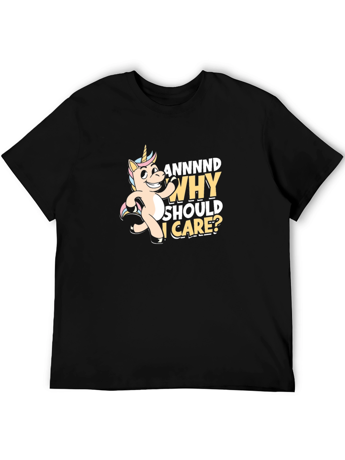 Black Funny Unicorn T-Shirt - Why Should I Care? view 5