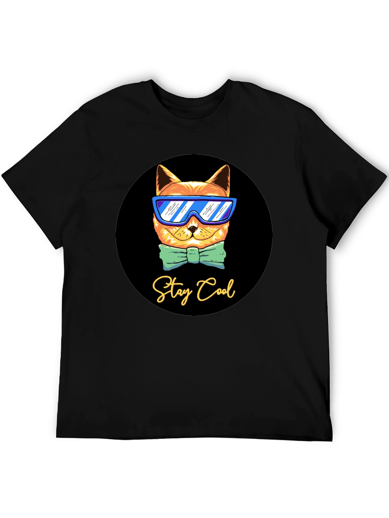 Black Cool Cat Graphic T-Shirt - Stay Cool Design view 5