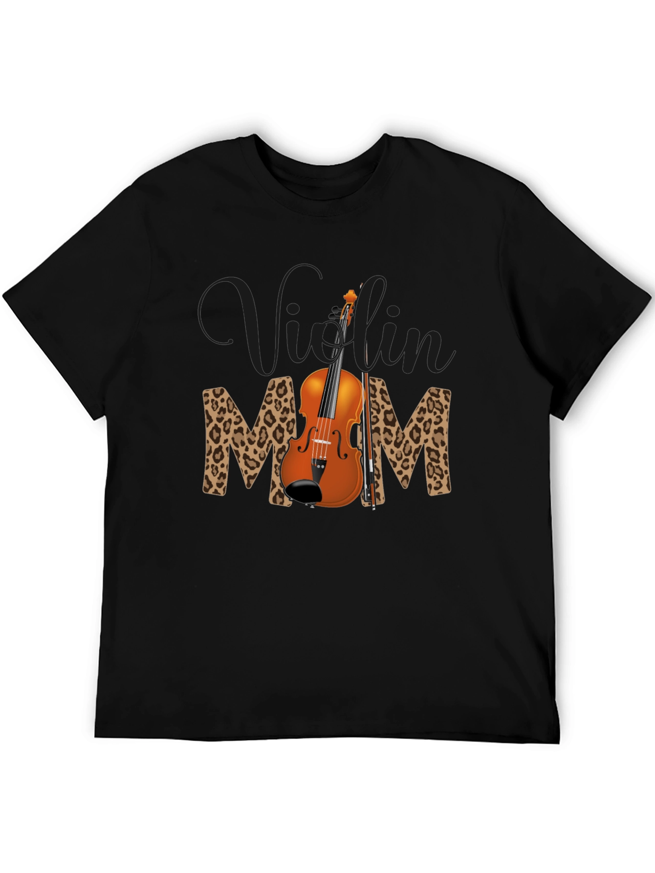 Black Violin Mom Leopard Print T-Shirt view 5