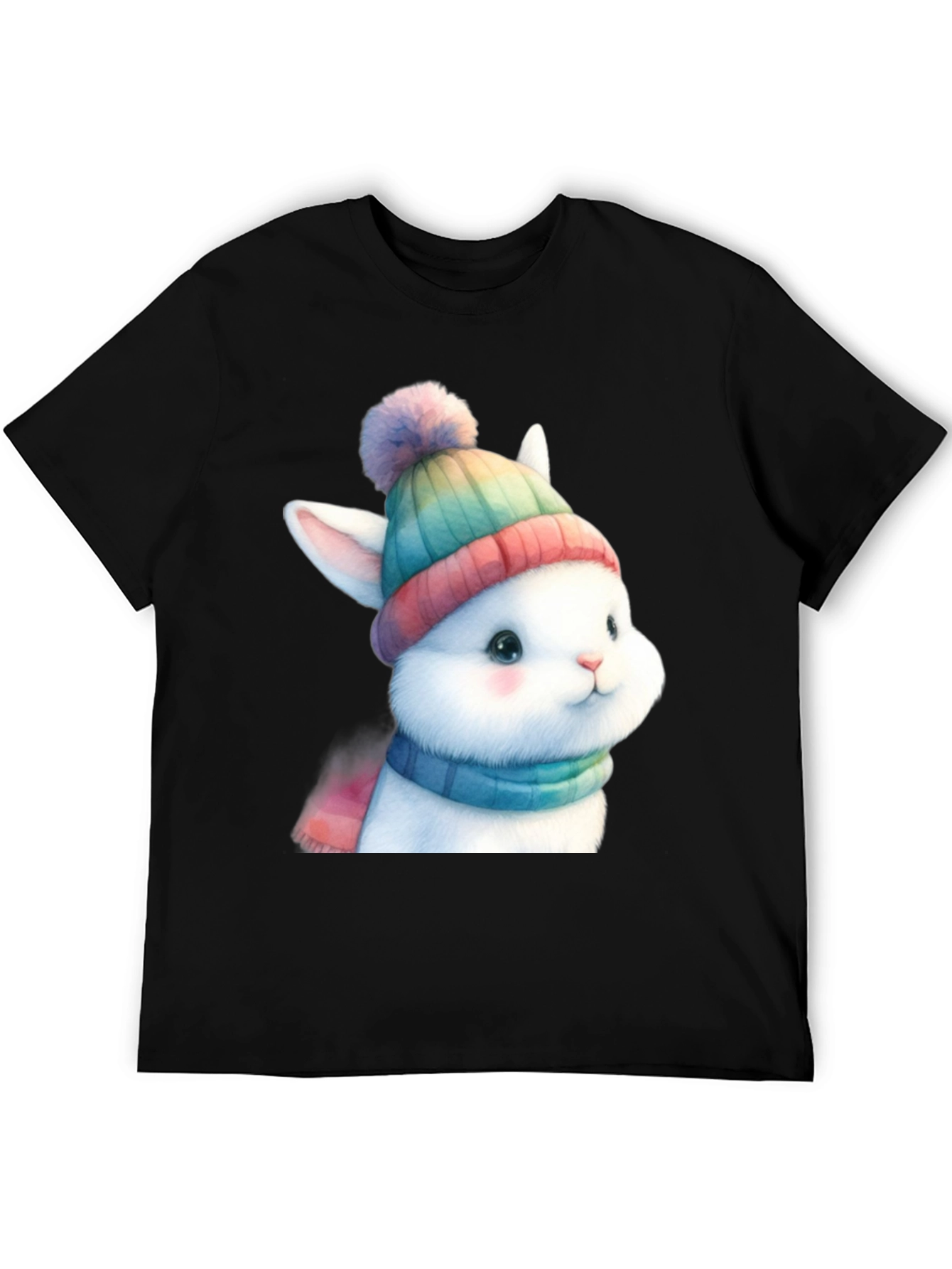 Black Winter Bunny T-Shirt - Cute & Cozy view 5
