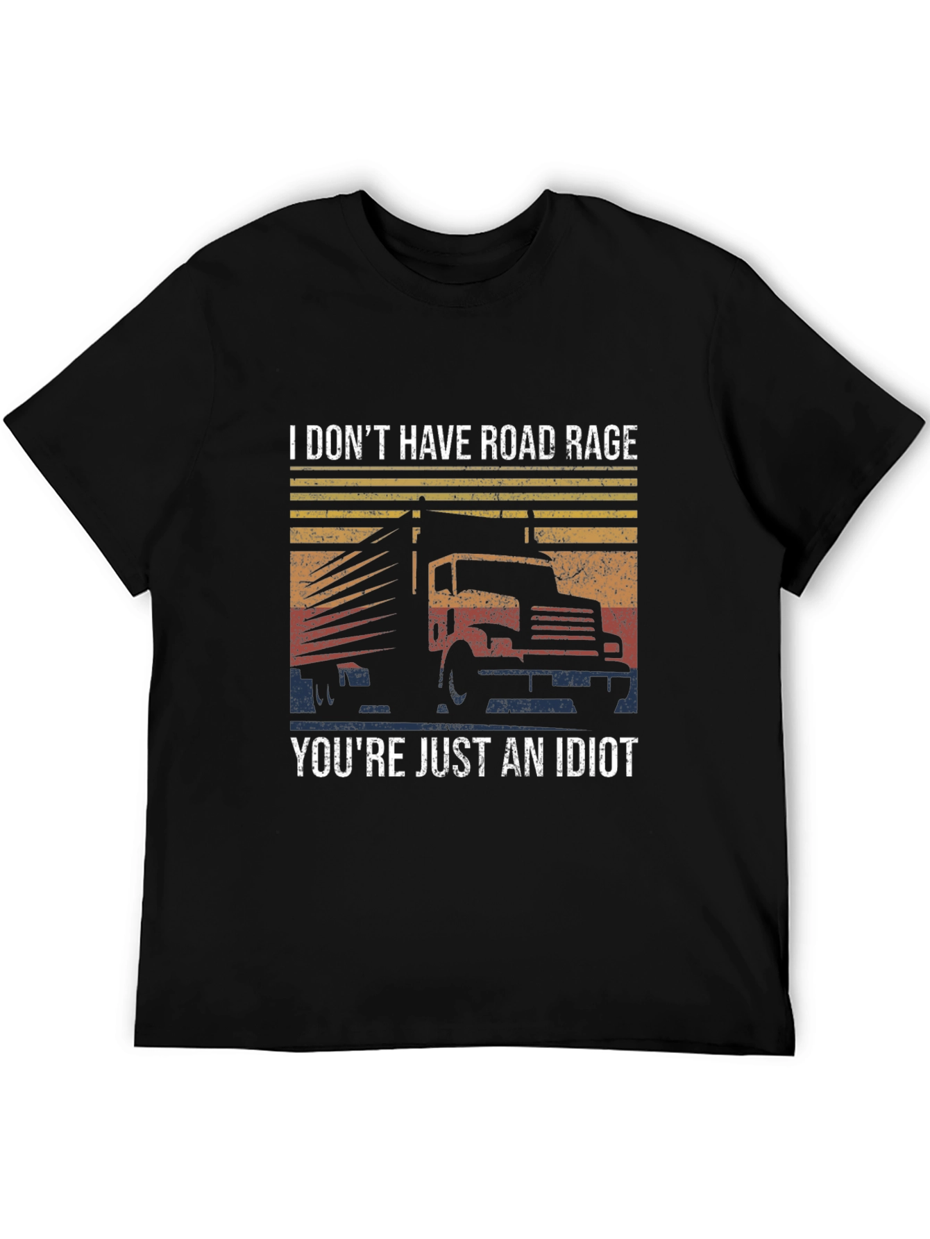 Black Funny Trucker Road Rage Black Graphic Tee view 5