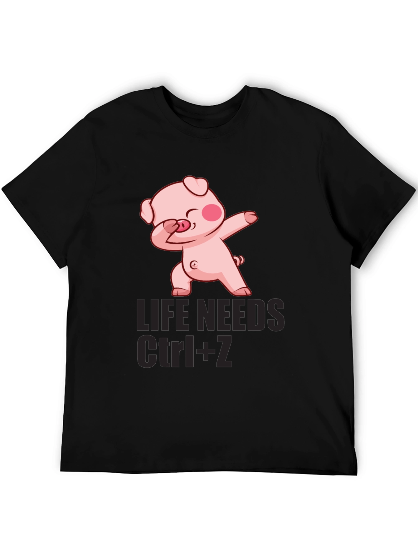 Black Life Needs Ctrl+Z Pig Dab Graphic Tee view 5
