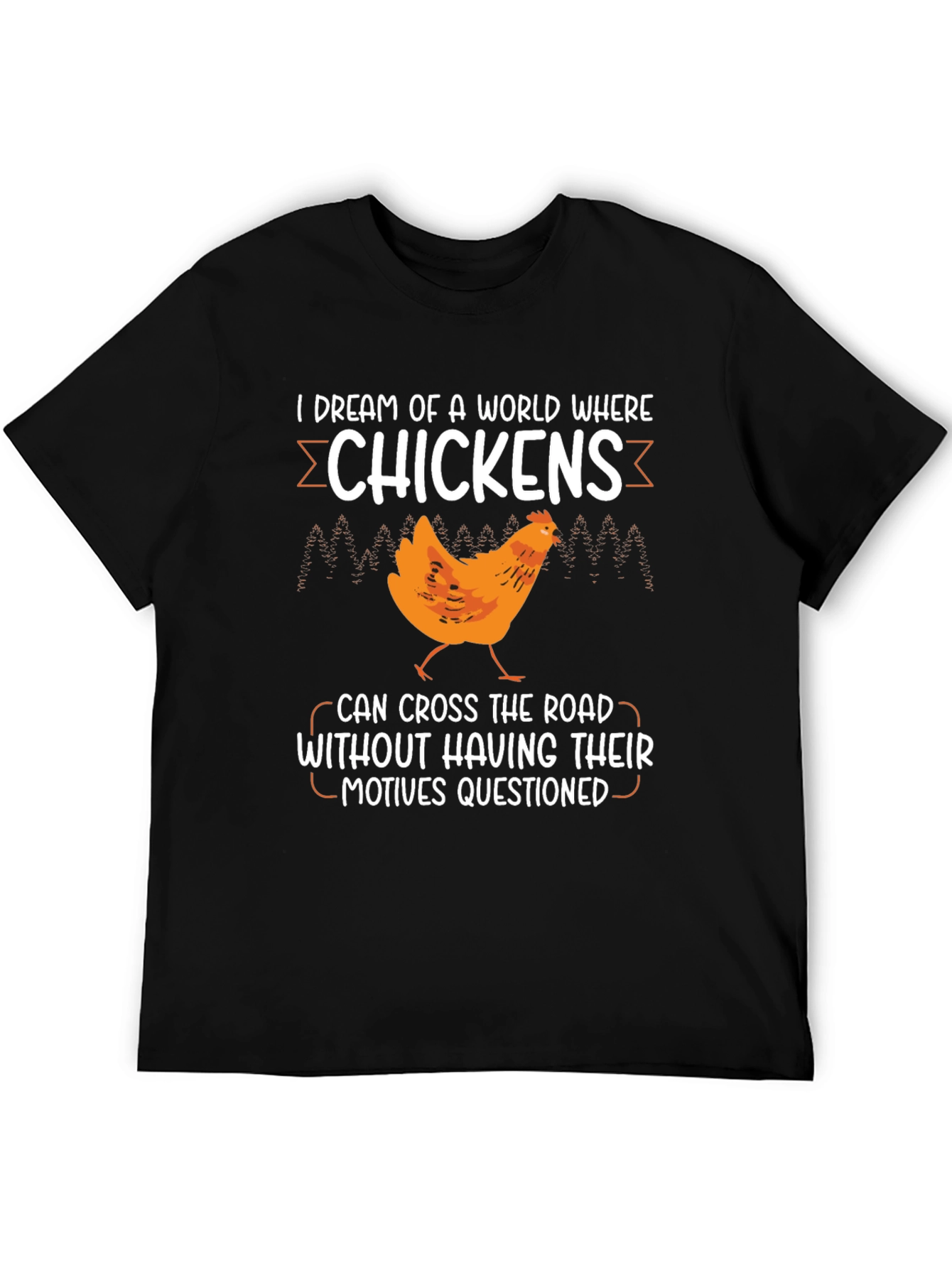 Black Funny Chicken Crossing T-Shirt - Question Motives Humor Tee view 5
