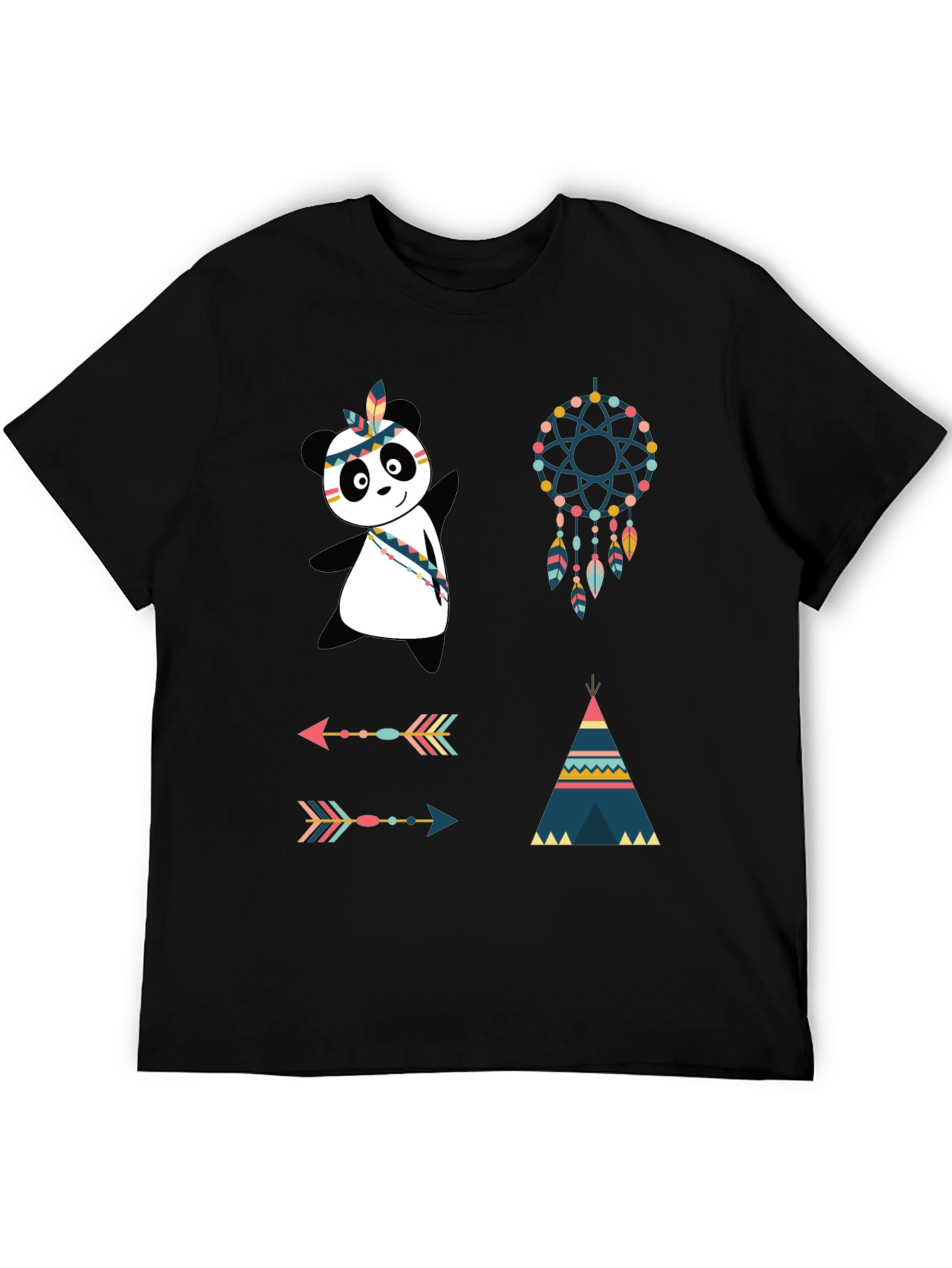 Black Tribal Panda Graphic Tee view 5