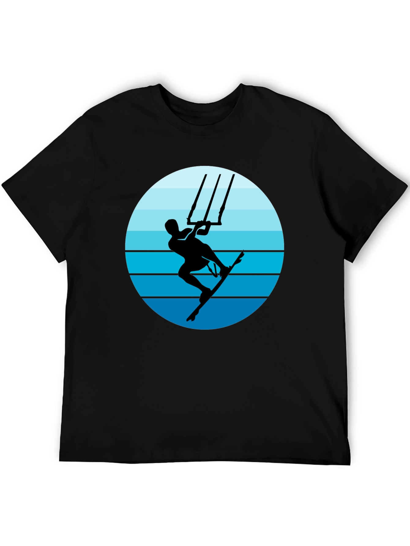 Black Kitesurfing Graphic T-Shirt - Black Cotton Tee view 5