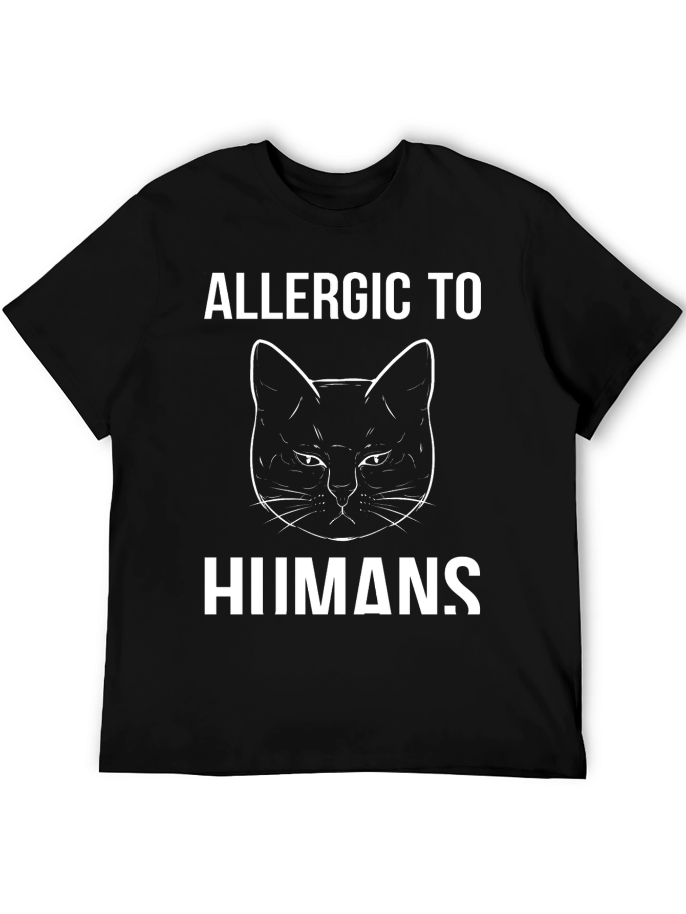 Black Allergic to Humans Cat Graphic Tee - Black view 5