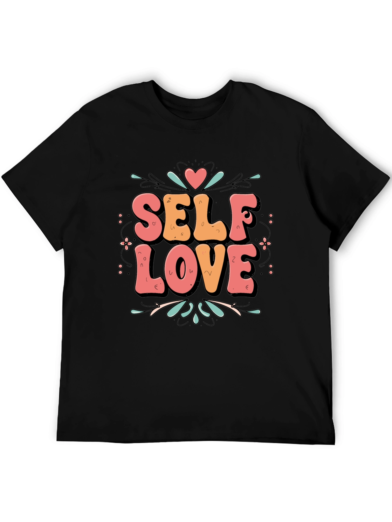 Black Self Love Graphic Tee - Trendy Black T-Shirt view 5