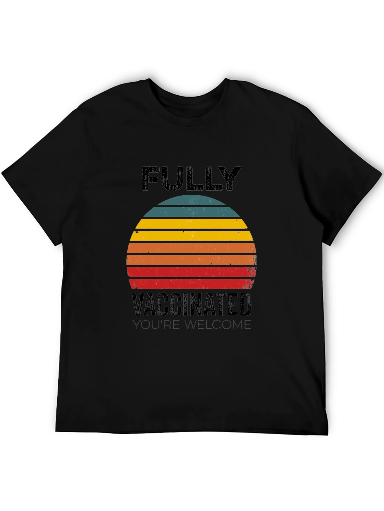 Black Fully Vaccinated Retro T-Shirt view 5