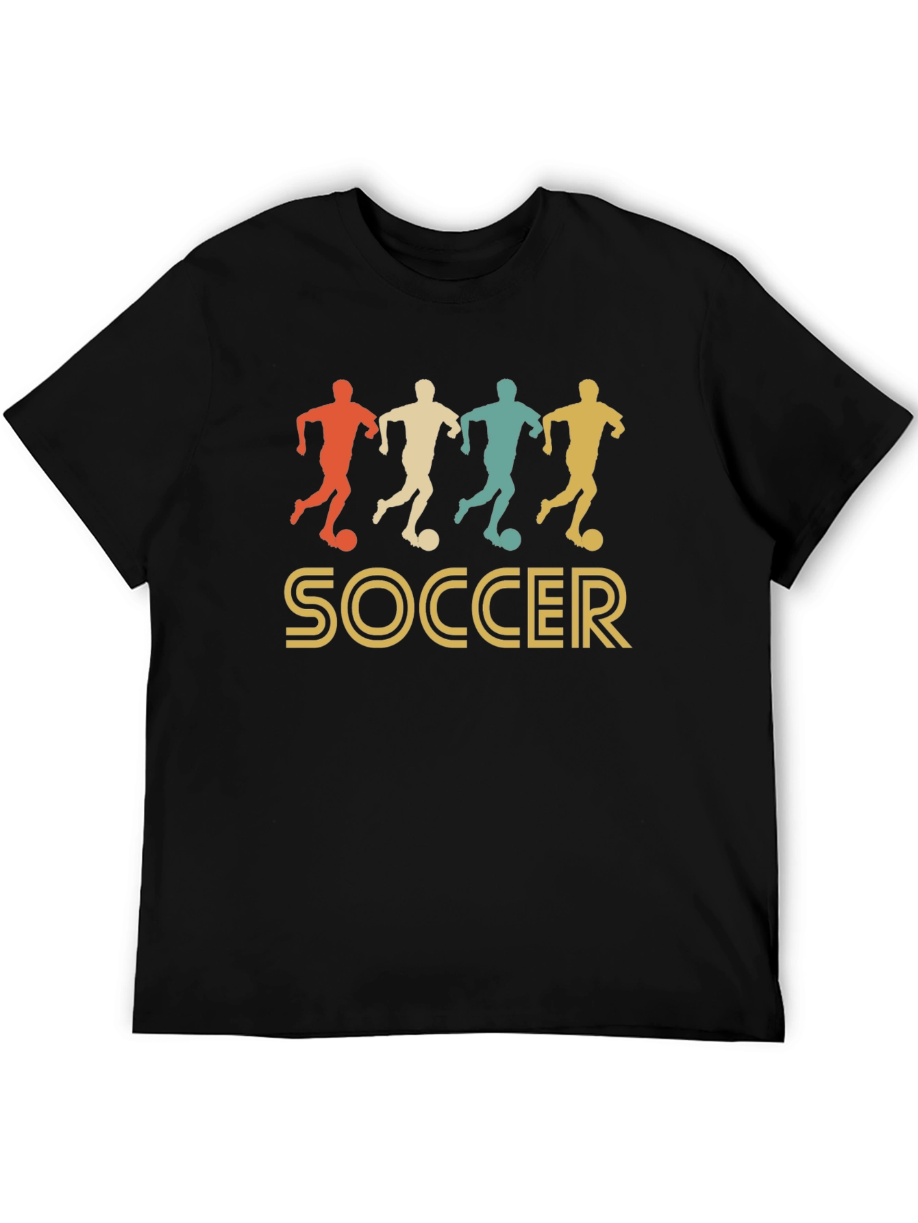 Black Retro Soccer T-Shirt - Vintage Style Tee view 5