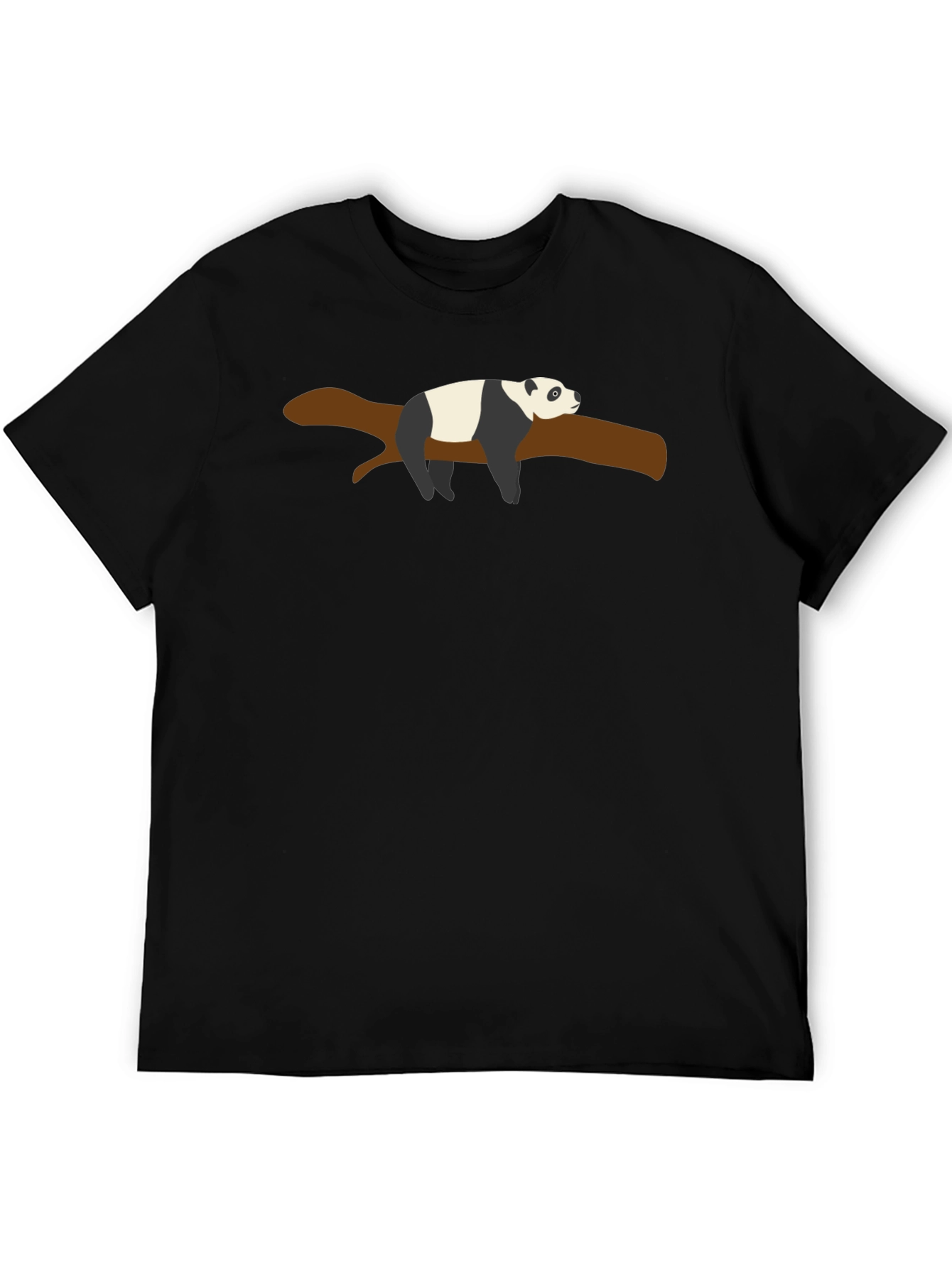 Black Lazy Panda Branch Black T-Shirt view 5