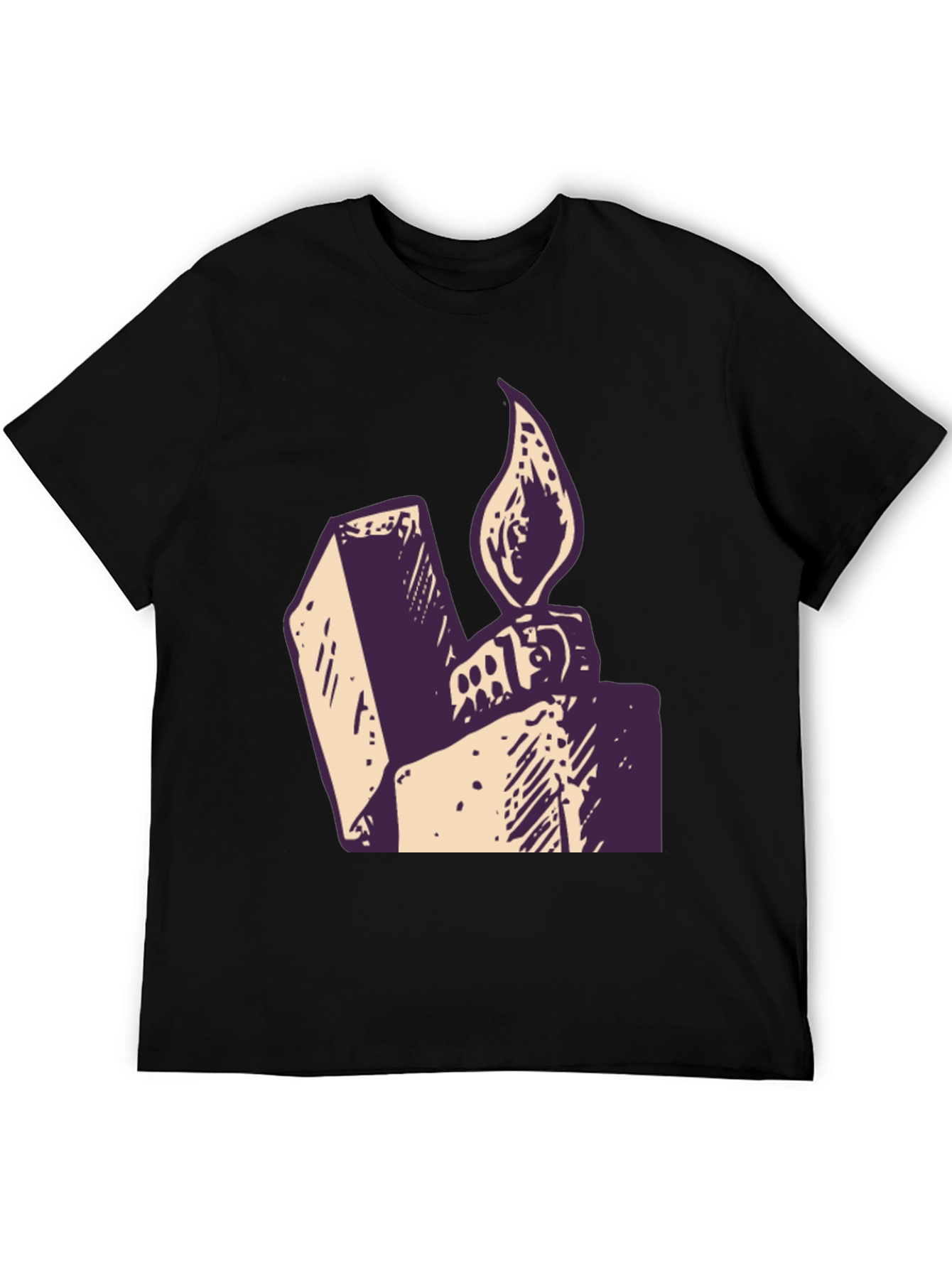 Black Vintage Lighter Graphic Tee - Black Cotton Comfort view 5