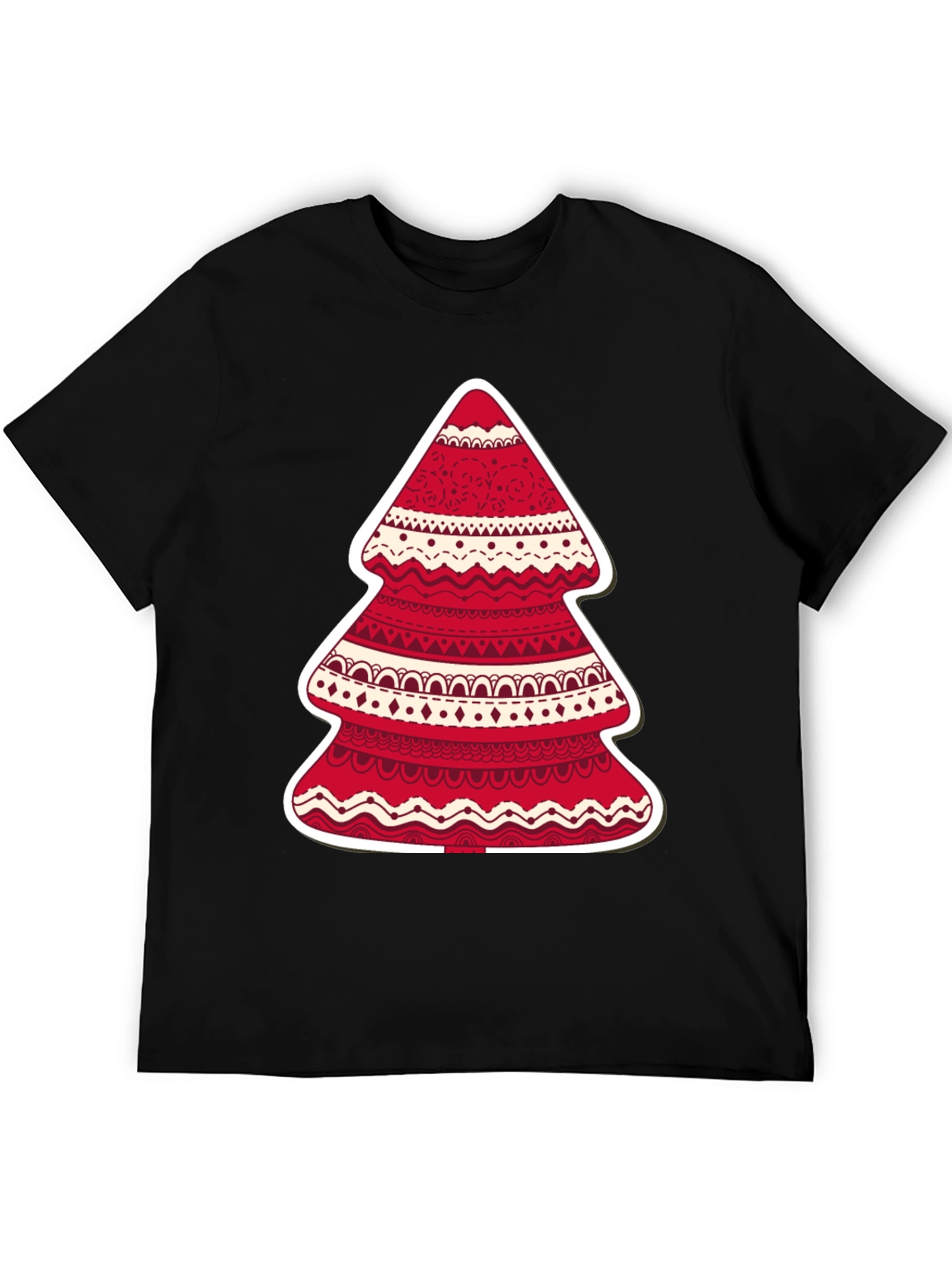 Festive Holiday Tree Graphic Tee - Red & White Design - 5